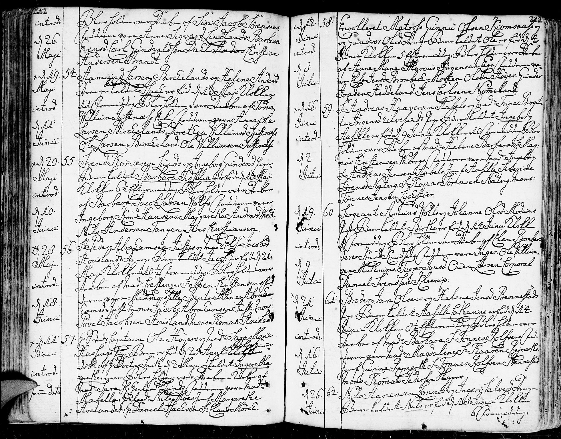 Kristiansand domprosti, AV/SAK-1112-0006/F/Fa/L0003: Parish register (official) no. A 3, 1778-1818, p. 212-213