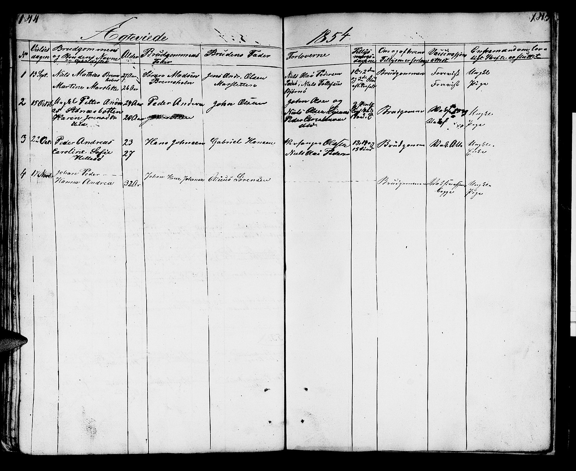 Lenvik sokneprestembete, AV/SATØ-S-1310/H/Ha/Hab/L0018klokker: Parish register (copy) no. 18, 1838-1854, p. 144-145