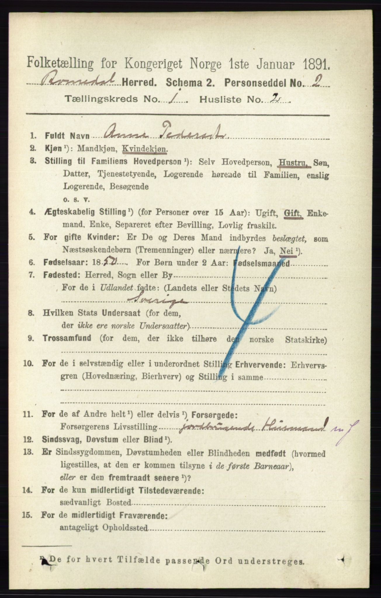 RA, 1891 census for 0416 Romedal, 1891, p. 131