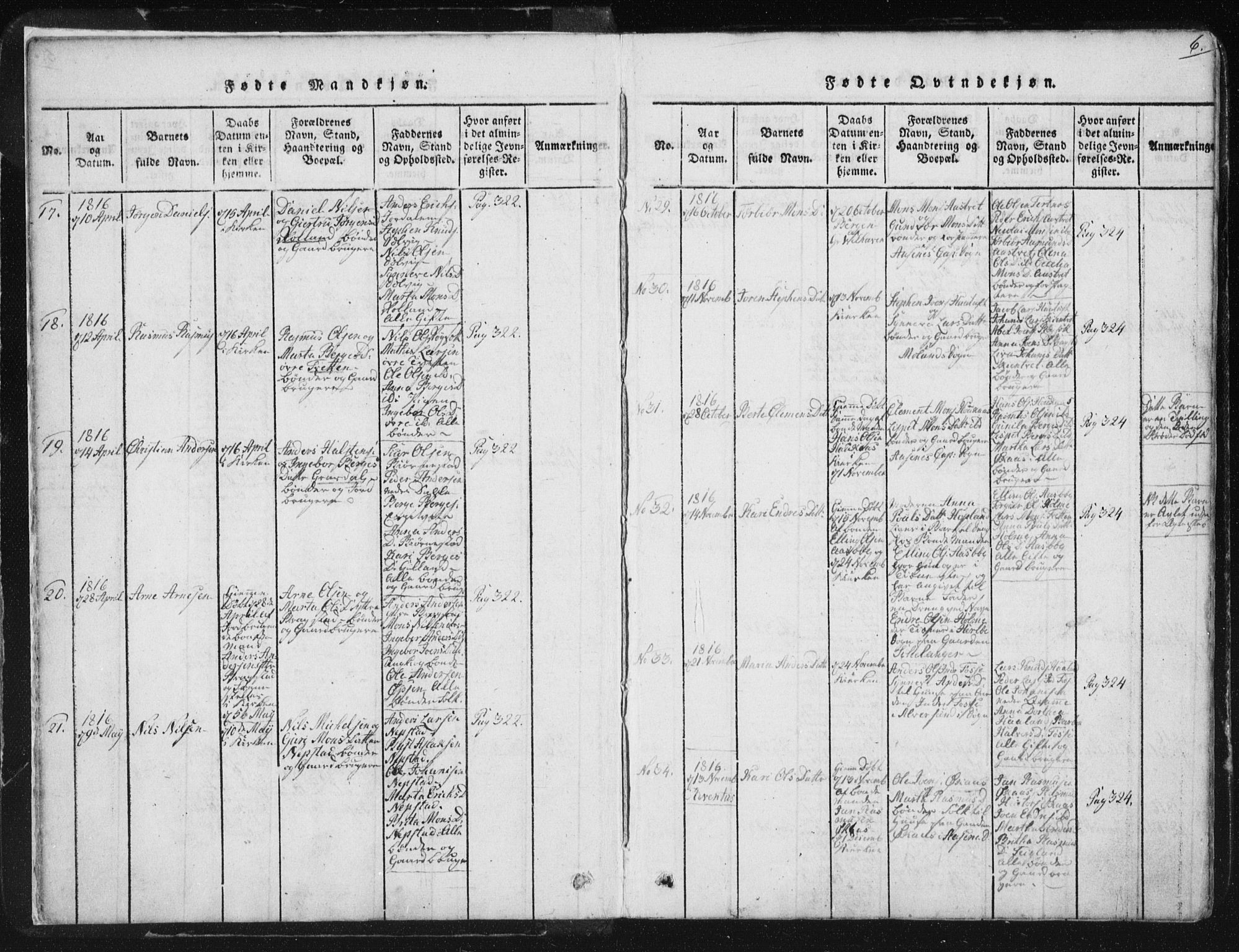 Hamre sokneprestembete, AV/SAB-A-75501/H/Ha/Haa/Haaa/L0010: Parish register (official) no. A 10, 1816-1826, p. 6