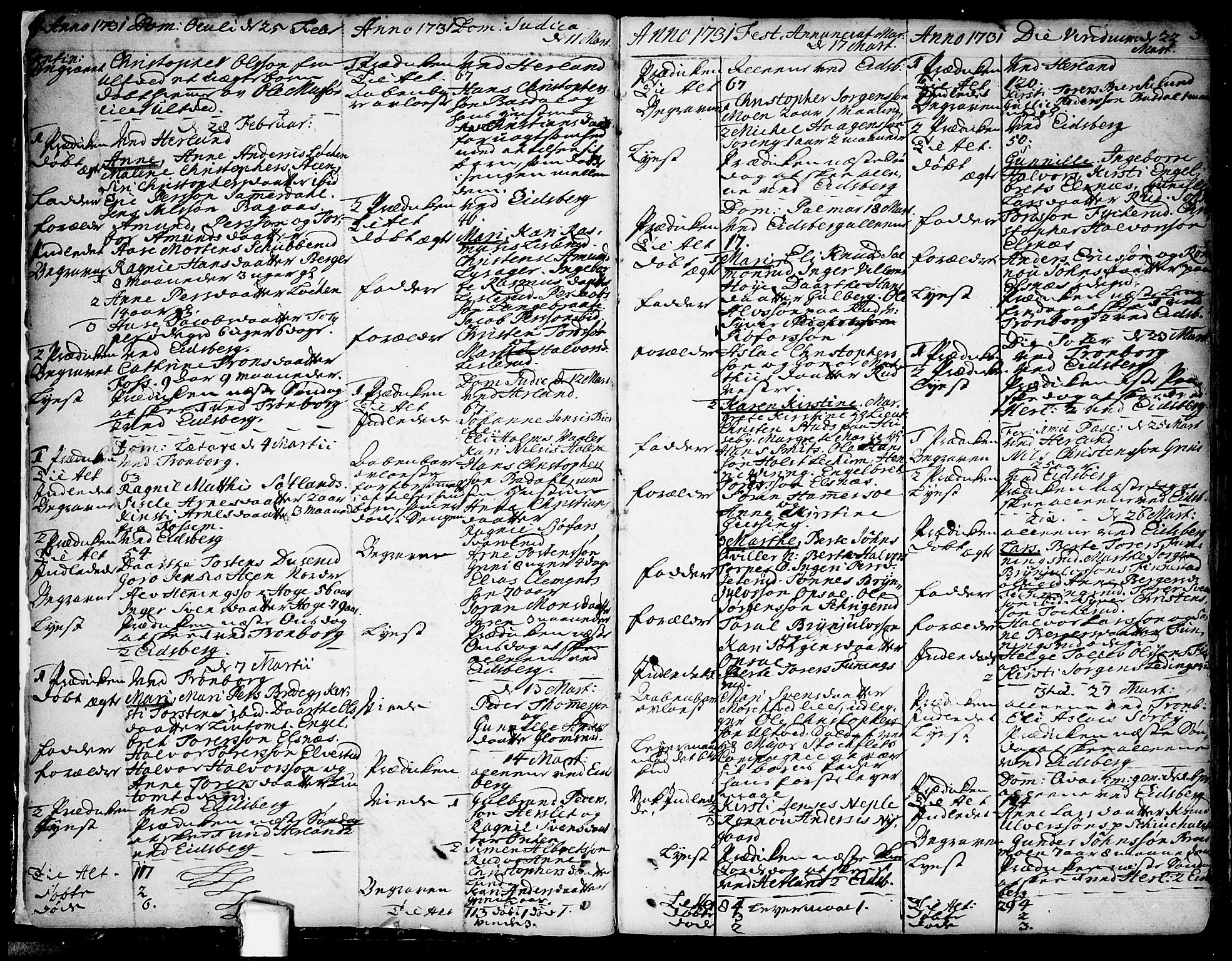 Eidsberg prestekontor Kirkebøker, AV/SAO-A-10905/F/Fa/L0002: Parish register (official) no. I 2, 1731-1741, p. 4-5