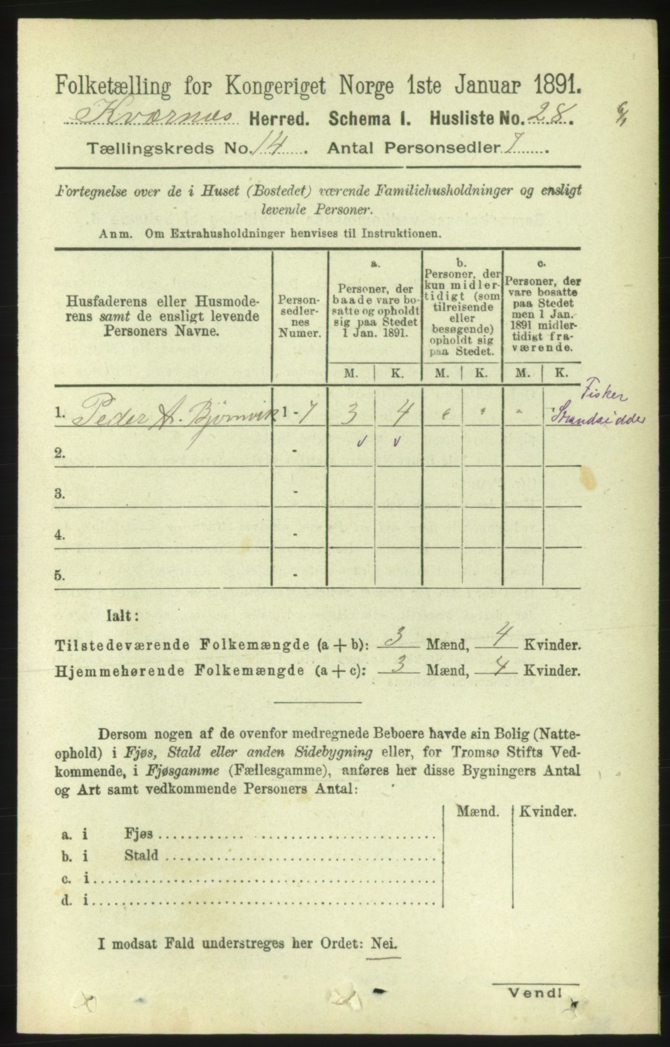 RA, 1891 census for 1553 Kvernes, 1891, p. 5719