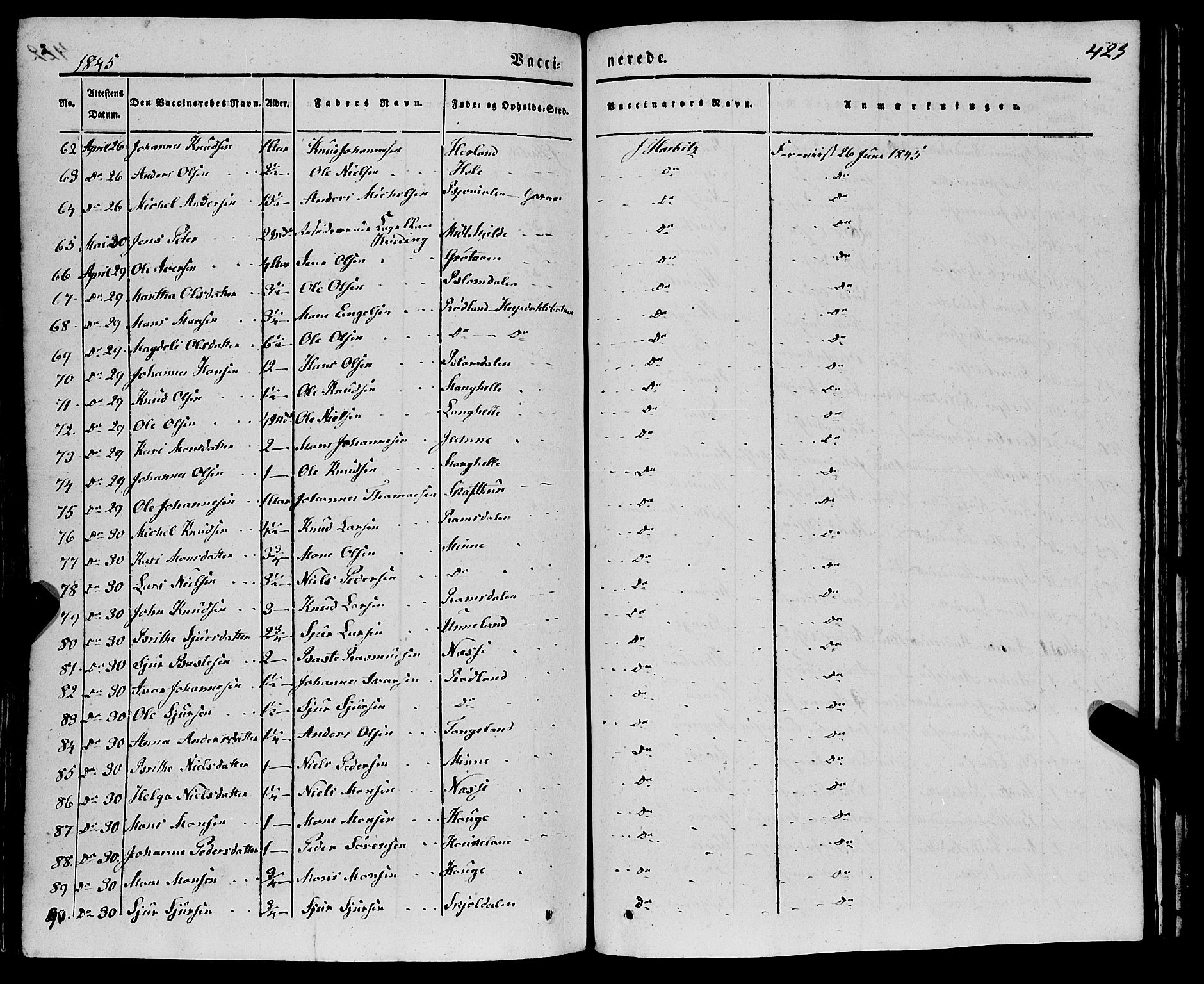 Haus sokneprestembete, AV/SAB-A-75601/H/Haa: Parish register (official) no. A 15, 1838-1847, p. 423