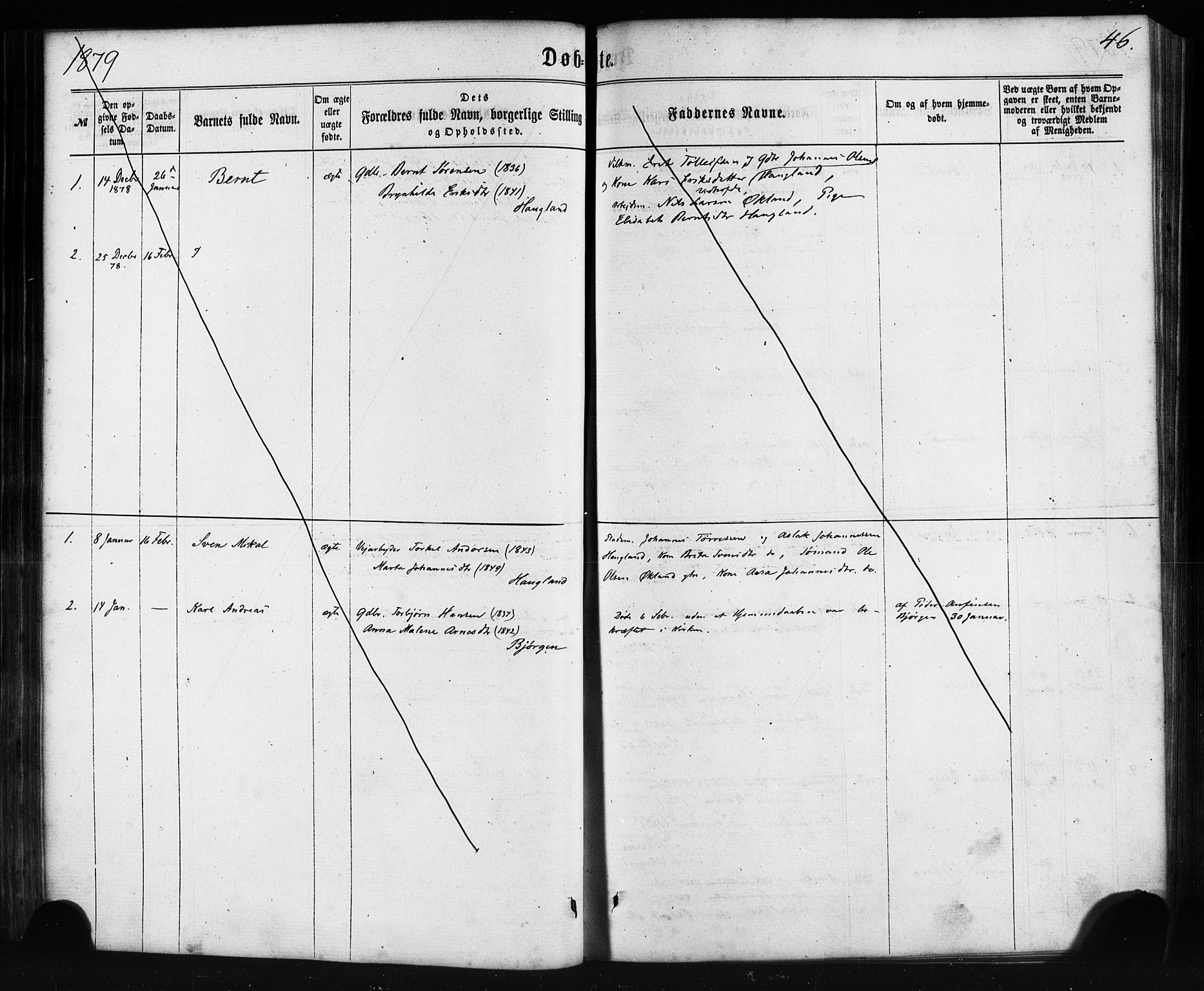 Sveio Sokneprestembete, AV/SAB-A-78501/H/Haa: Parish register (official) no. C 1, 1862-1880, p. 46