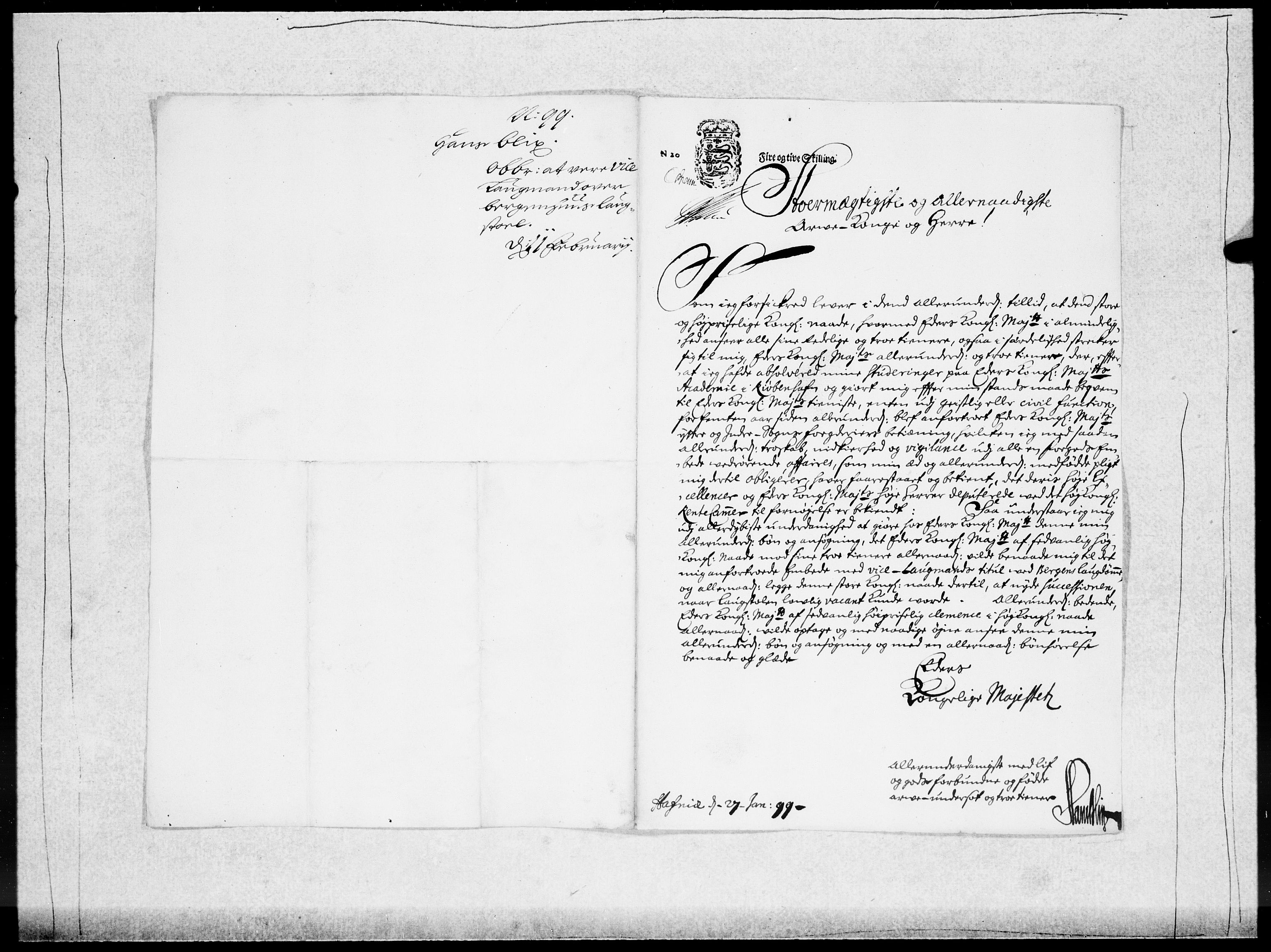 Danske Kanselli 1572-1799, AV/RA-EA-3023/F/Fc/Fcc/Fcca/L0048: Norske innlegg 1572-1799, 1697-1699, p. 347