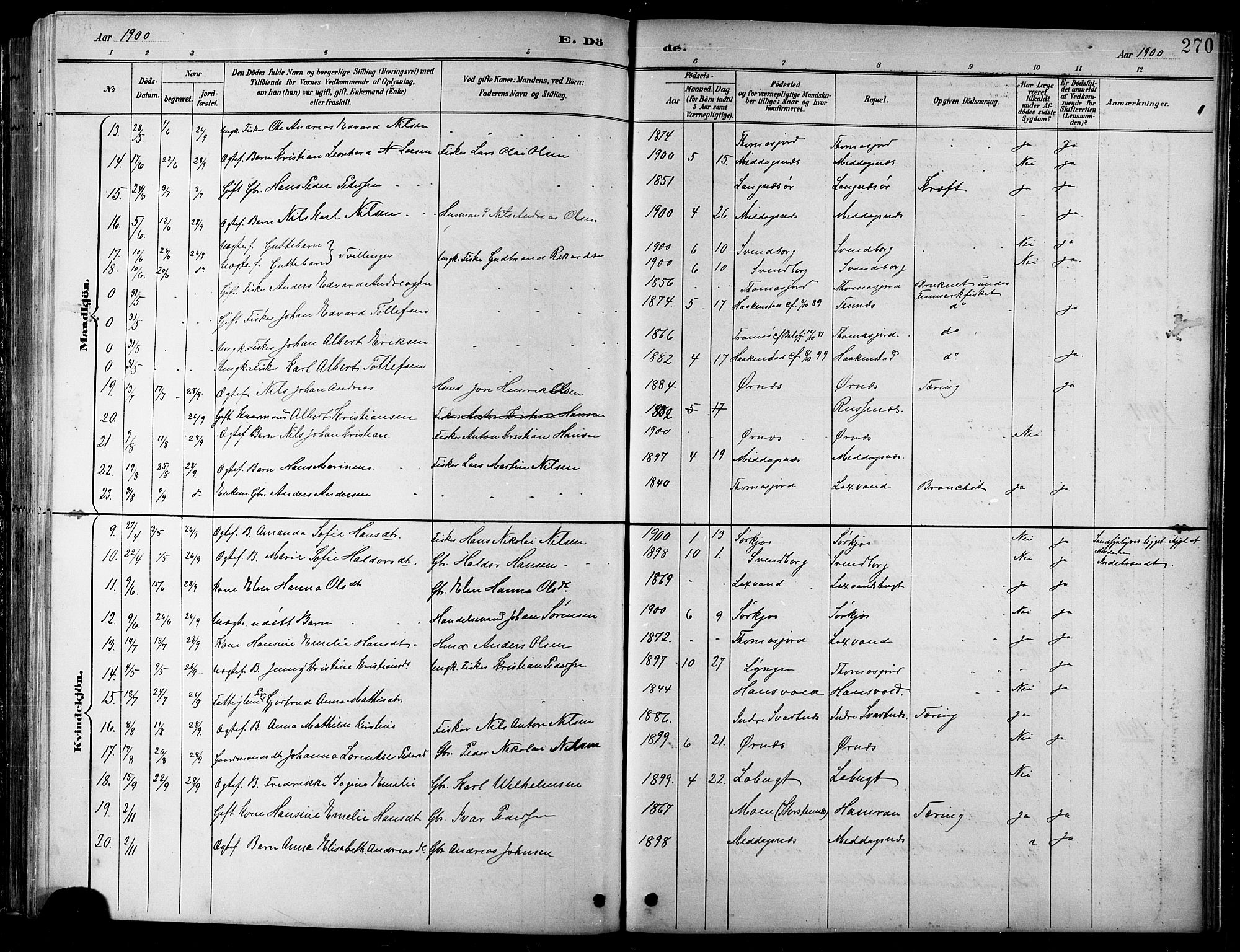 Balsfjord sokneprestembete, SATØ/S-1303/G/Ga/L0008klokker: Parish register (copy) no. 8, 1890-1906, p. 270