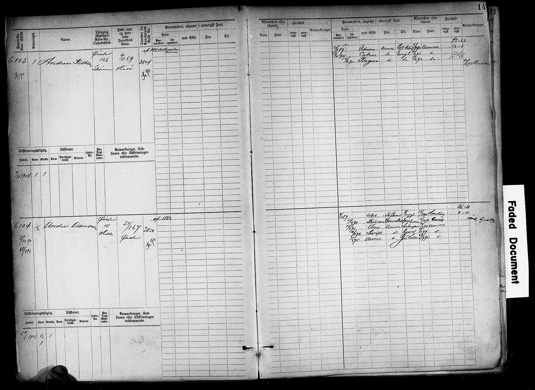 Arendal mønstringskrets, AV/SAK-2031-0012/F/Fb/L0018: Hovedrulle A nr 6077-6849, S-16, 1892-1894, p. 15