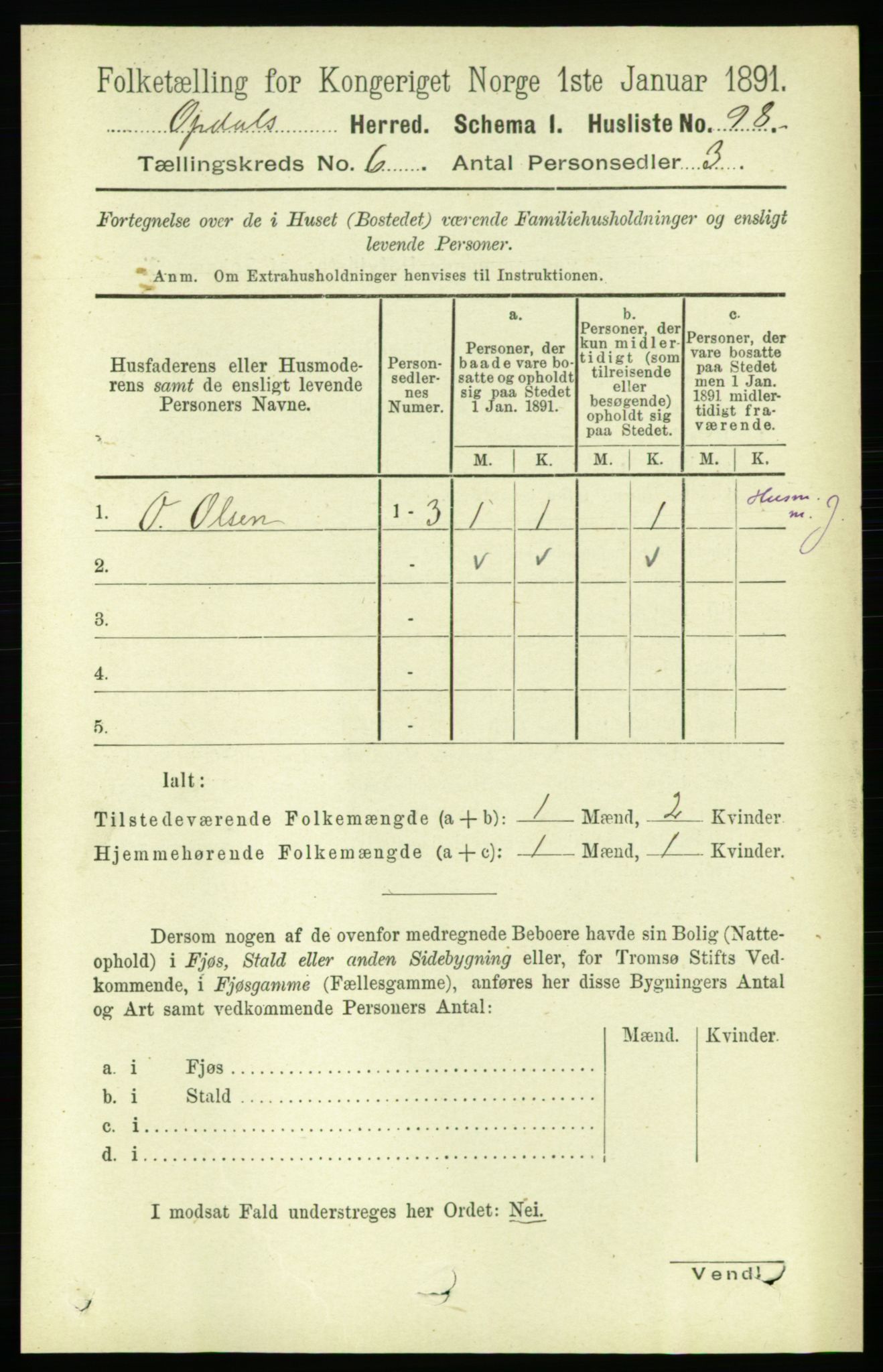 RA, 1891 census for 1634 Oppdal, 1891, p. 2769