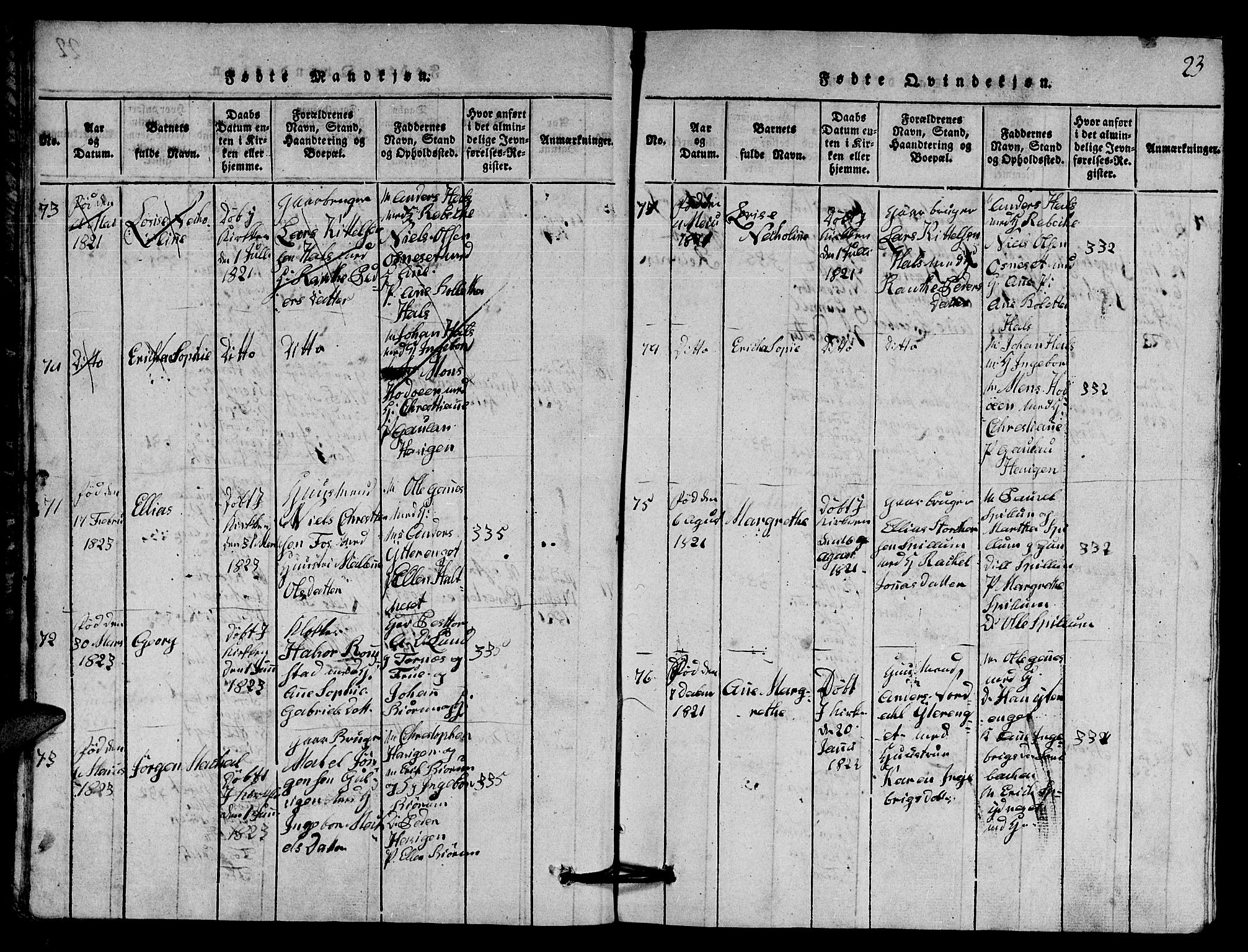 Ministerialprotokoller, klokkerbøker og fødselsregistre - Nord-Trøndelag, SAT/A-1458/770/L0590: Parish register (copy) no. 770C01, 1815-1824, p. 23