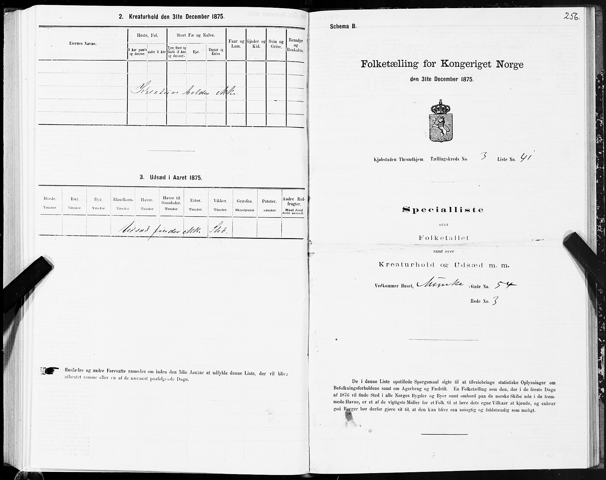 SAT, 1875 census for 1601 Trondheim, 1875, p. 2256