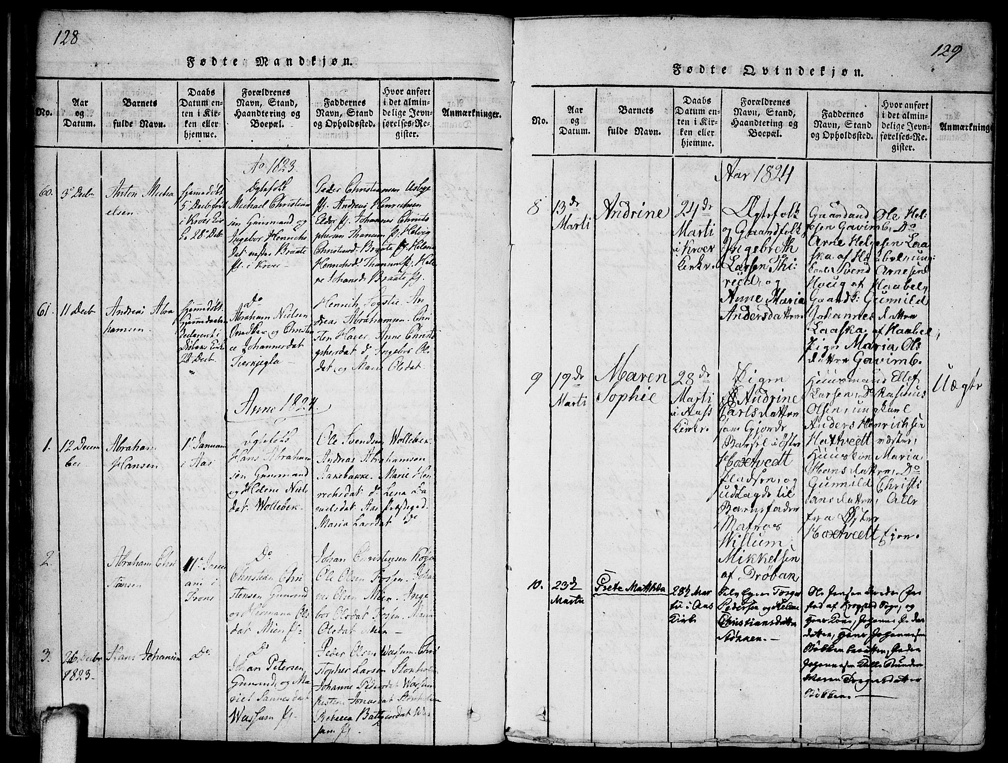 Ås prestekontor Kirkebøker, SAO/A-10894/F/Fa/L0004: Parish register (official) no. I 4, 1818-1826, p. 128-129