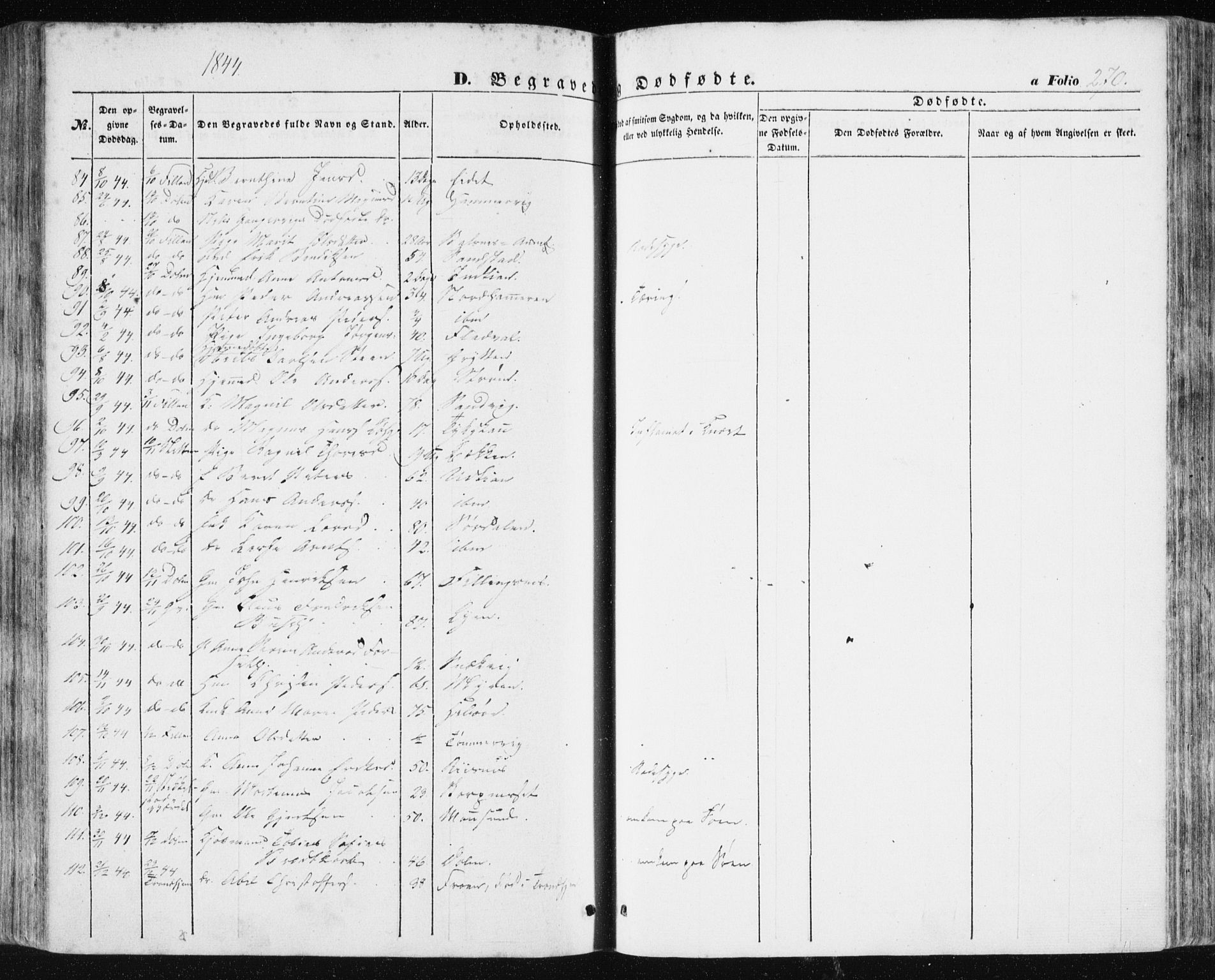 Ministerialprotokoller, klokkerbøker og fødselsregistre - Sør-Trøndelag, SAT/A-1456/634/L0529: Parish register (official) no. 634A05, 1843-1851, p. 270
