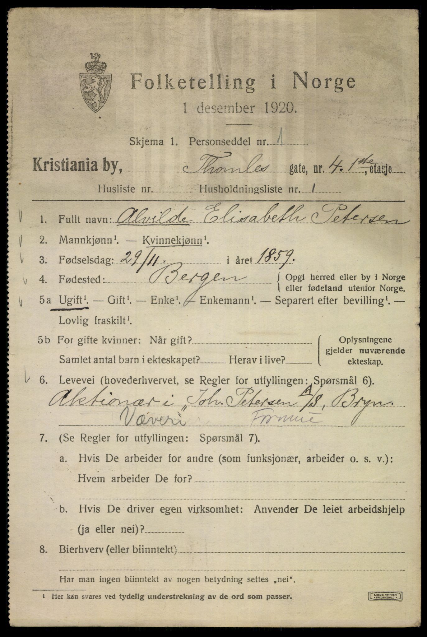 SAO, 1920 census for Kristiania, 1920, p. 573169