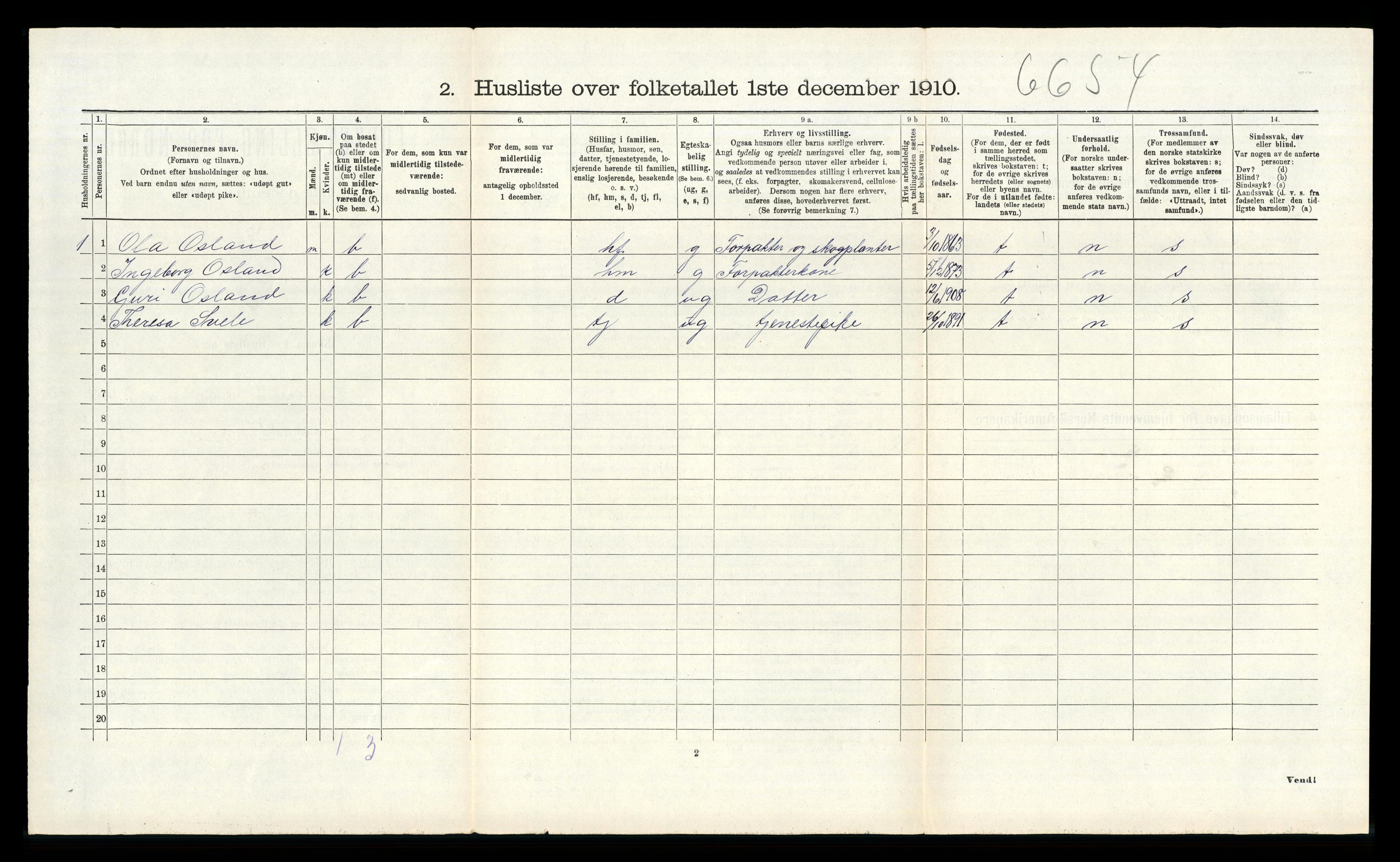 RA, 1910 census for Bjerkreim, 1910, p. 239