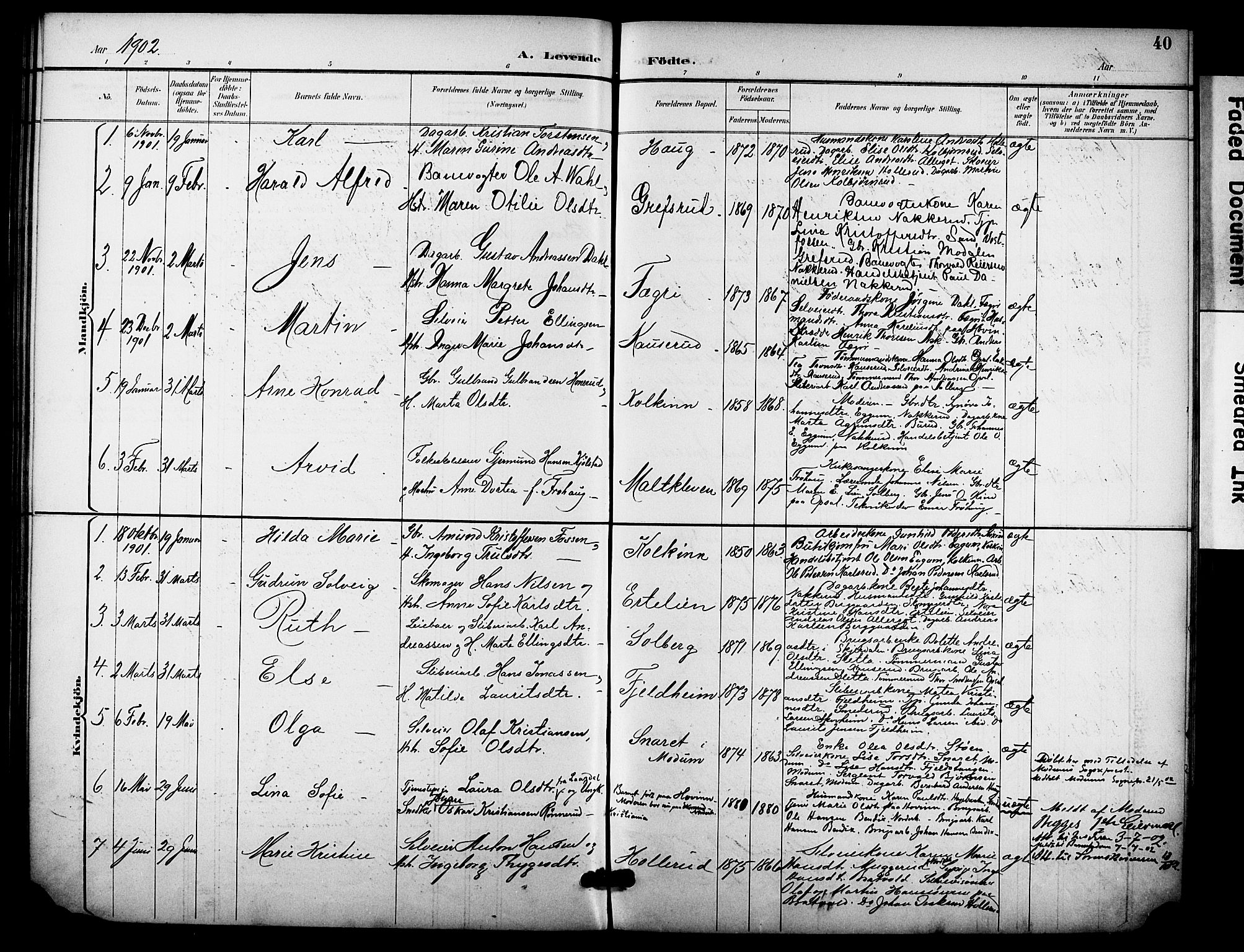 Hole kirkebøker, SAKO/A-228/F/Fb/L0002: Parish register (official) no. II 2, 1892-1906, p. 40