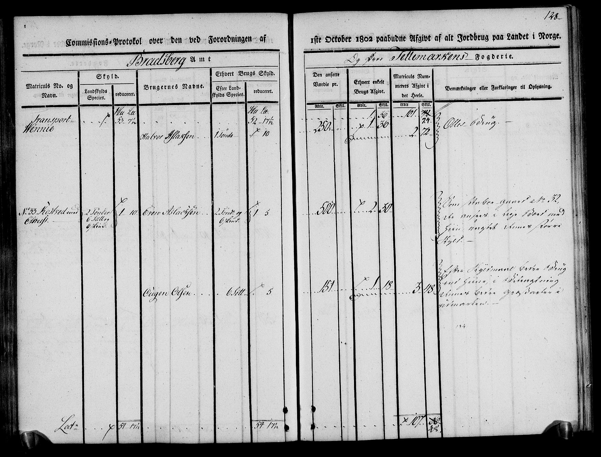 Rentekammeret inntil 1814, Realistisk ordnet avdeling, RA/EA-4070/N/Ne/Nea/L0075: Øvre Telemarken fogderi. Kommisjonsprotokoll for fogderiets vestre del - Kviteseid, Vinje, Moland [):Fyresdal] og Lårdal prestegjeld., 1803, p. 129