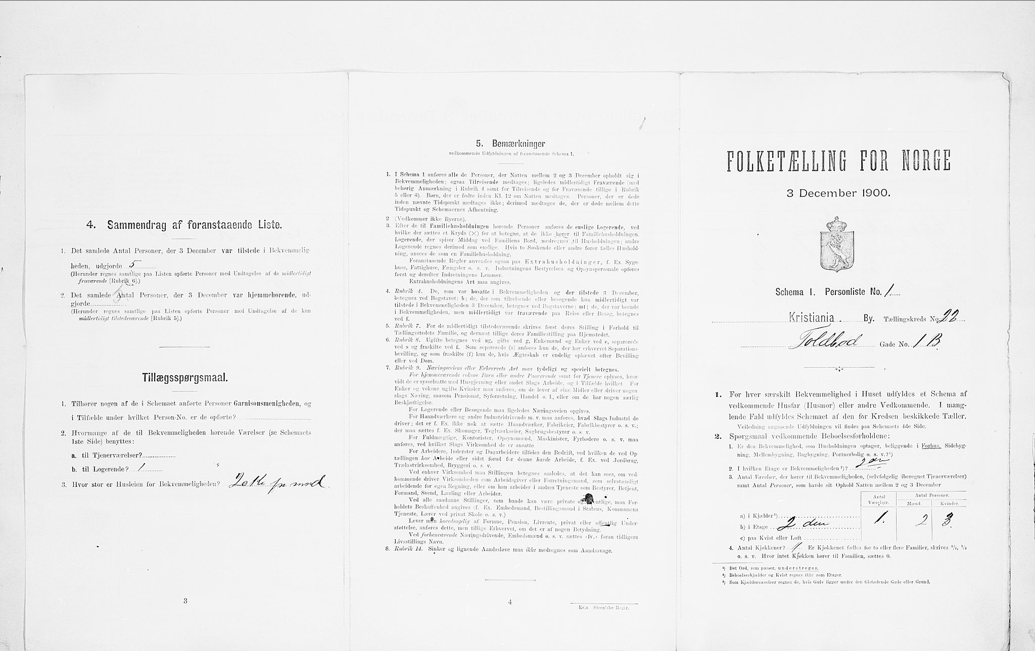 SAO, 1900 census for Kristiania, 1900, p. 101901