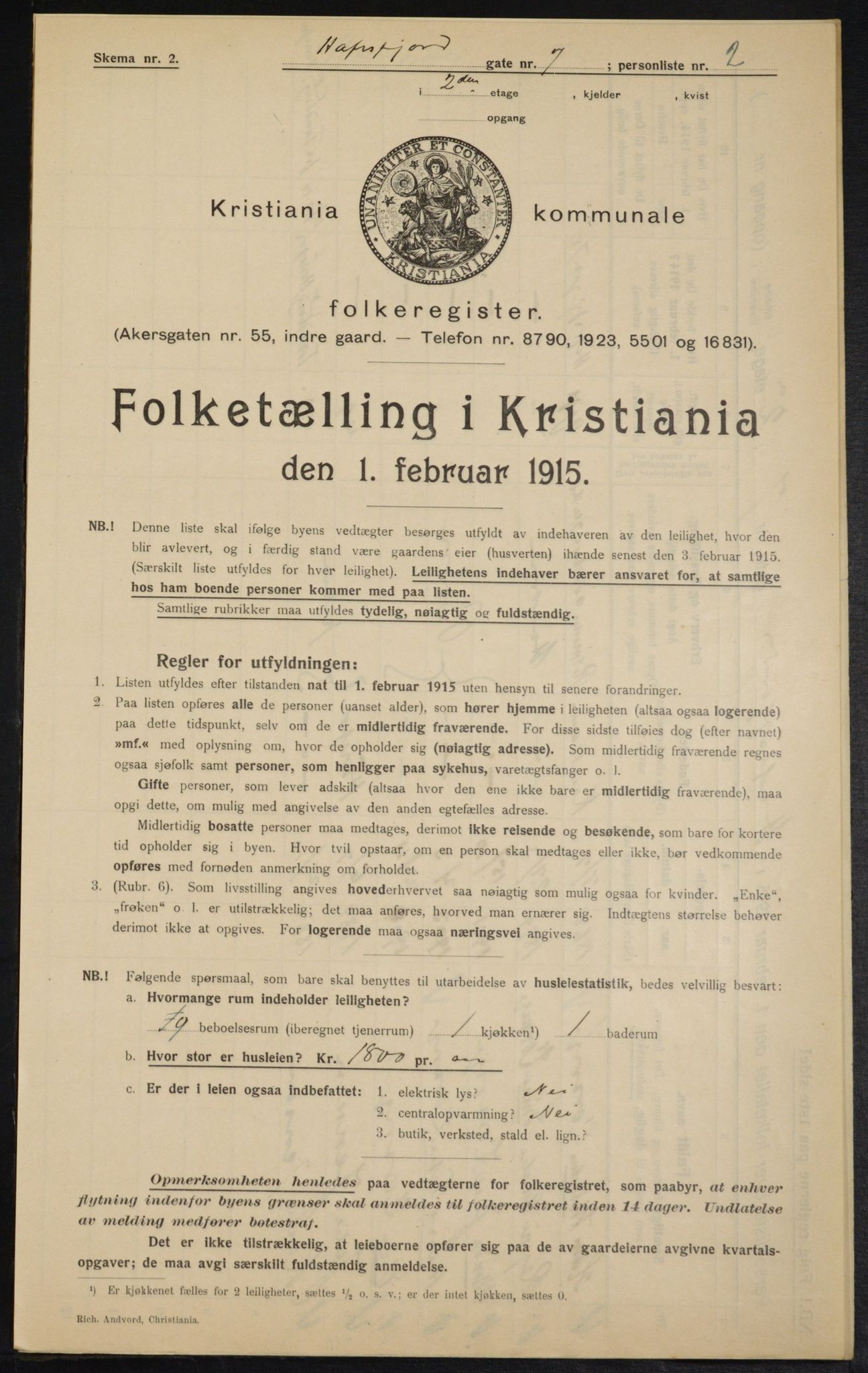 OBA, Municipal Census 1915 for Kristiania, 1915, p. 32927