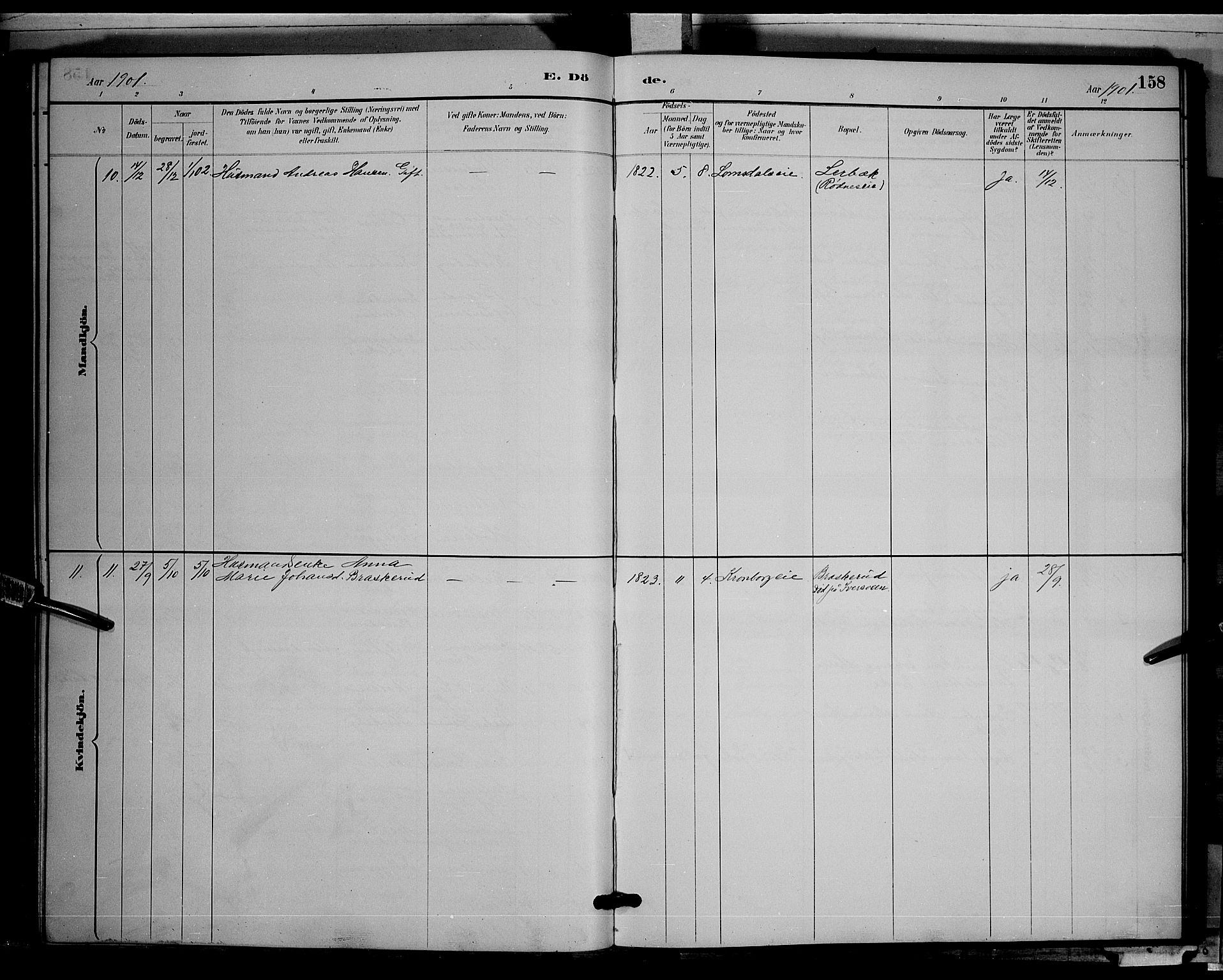Søndre Land prestekontor, SAH/PREST-122/L/L0003: Parish register (copy) no. 3, 1884-1902, p. 158
