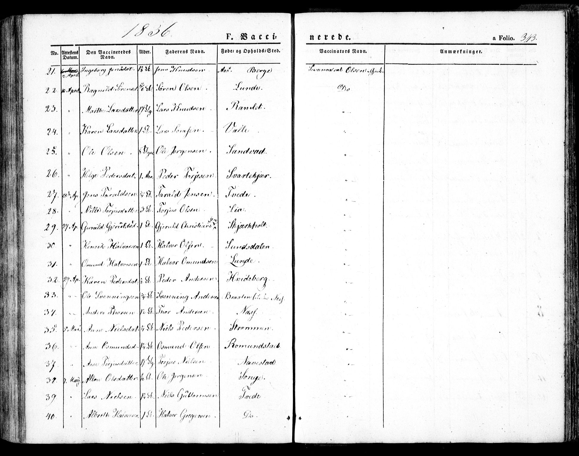 Holt sokneprestkontor, AV/SAK-1111-0021/F/Fa/L0007: Parish register (official) no. A 7, 1836-1848, p. 343