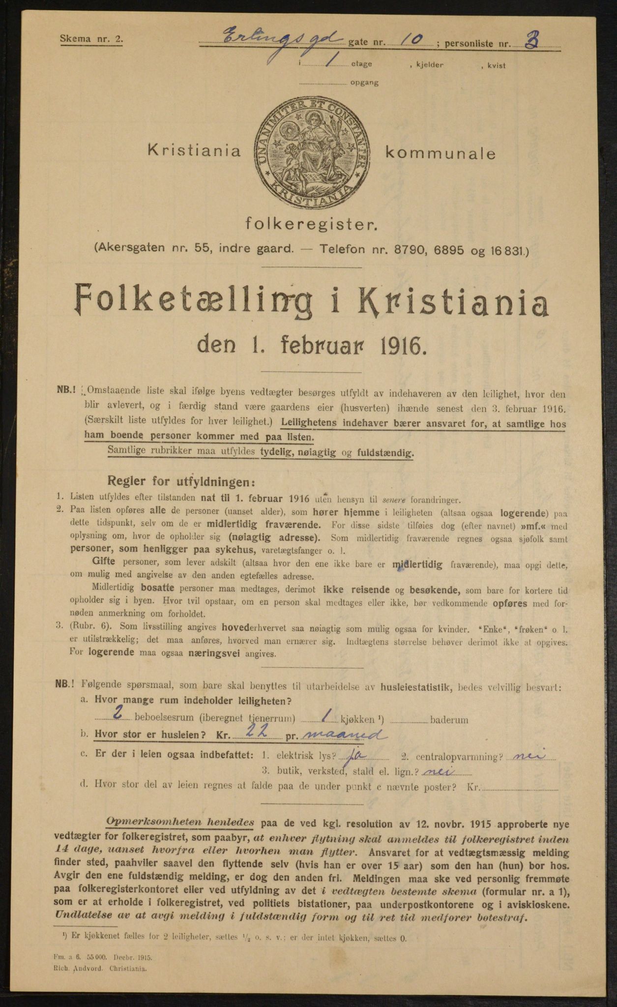 OBA, Municipal Census 1916 for Kristiania, 1916, p. 22389