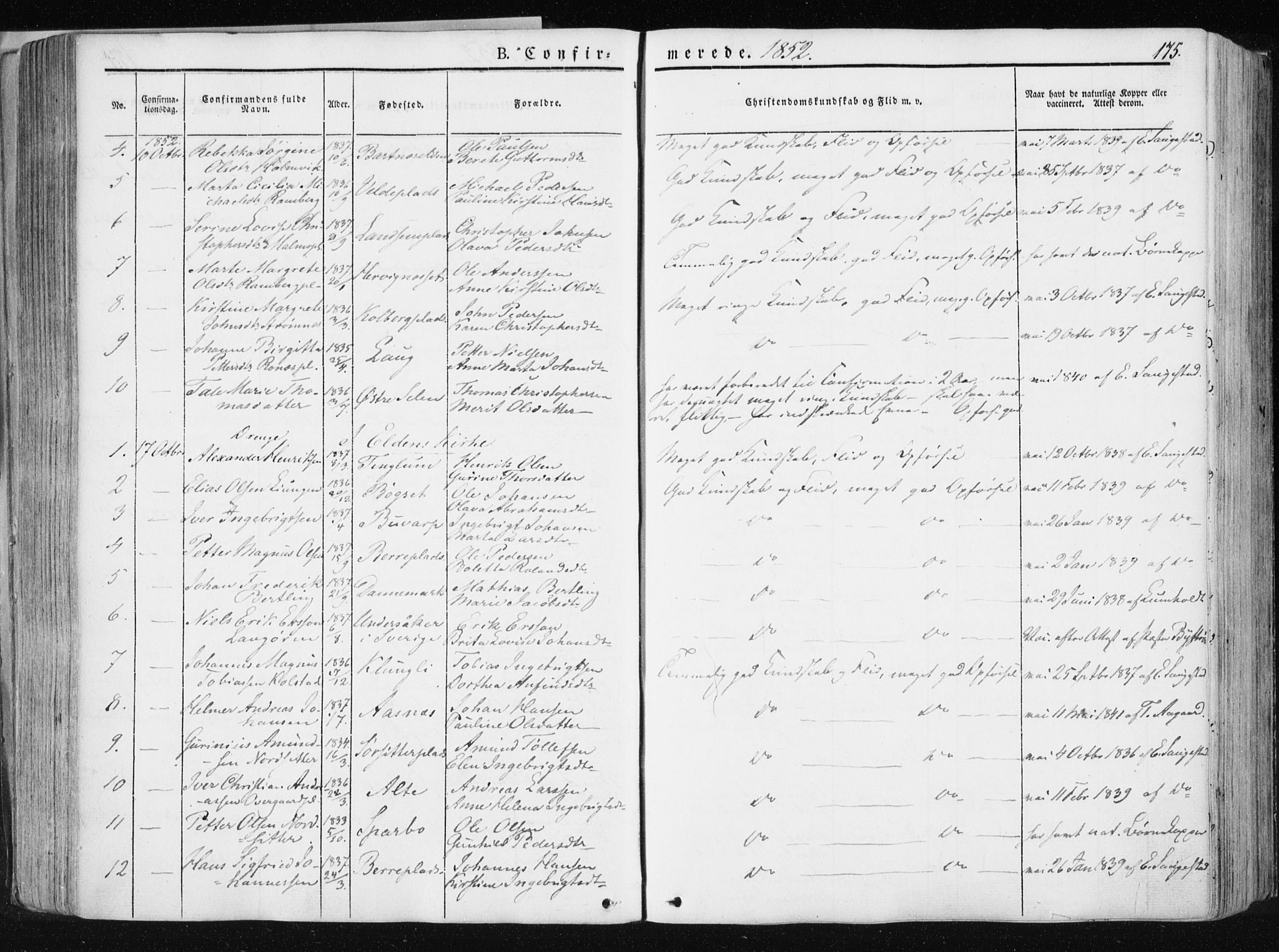 Ministerialprotokoller, klokkerbøker og fødselsregistre - Nord-Trøndelag, SAT/A-1458/741/L0393: Parish register (official) no. 741A07, 1849-1863, p. 175