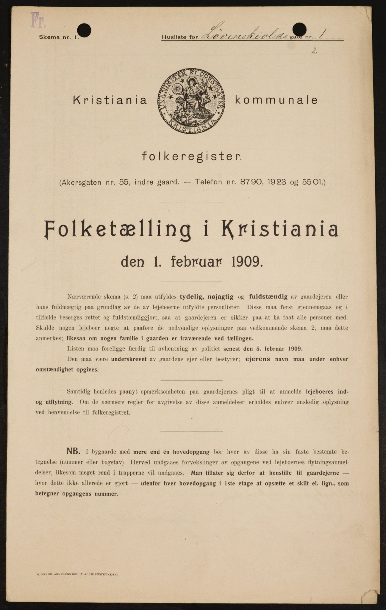 OBA, Municipal Census 1909 for Kristiania, 1909, p. 53470