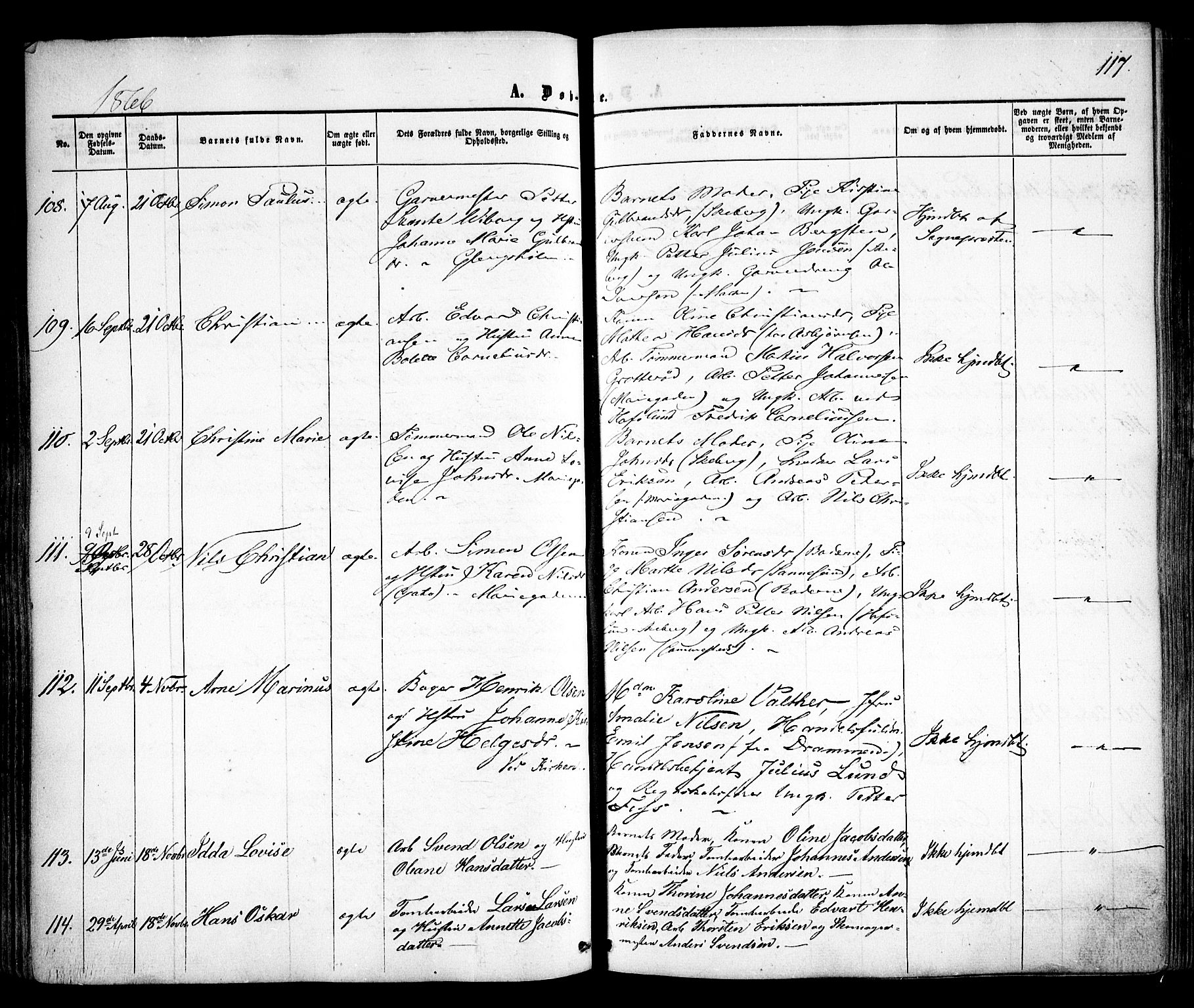 Sarpsborg prestekontor Kirkebøker, AV/SAO-A-2006/F/Fa/L0001: Parish register (official) no. 1, 1859-1868, p. 117