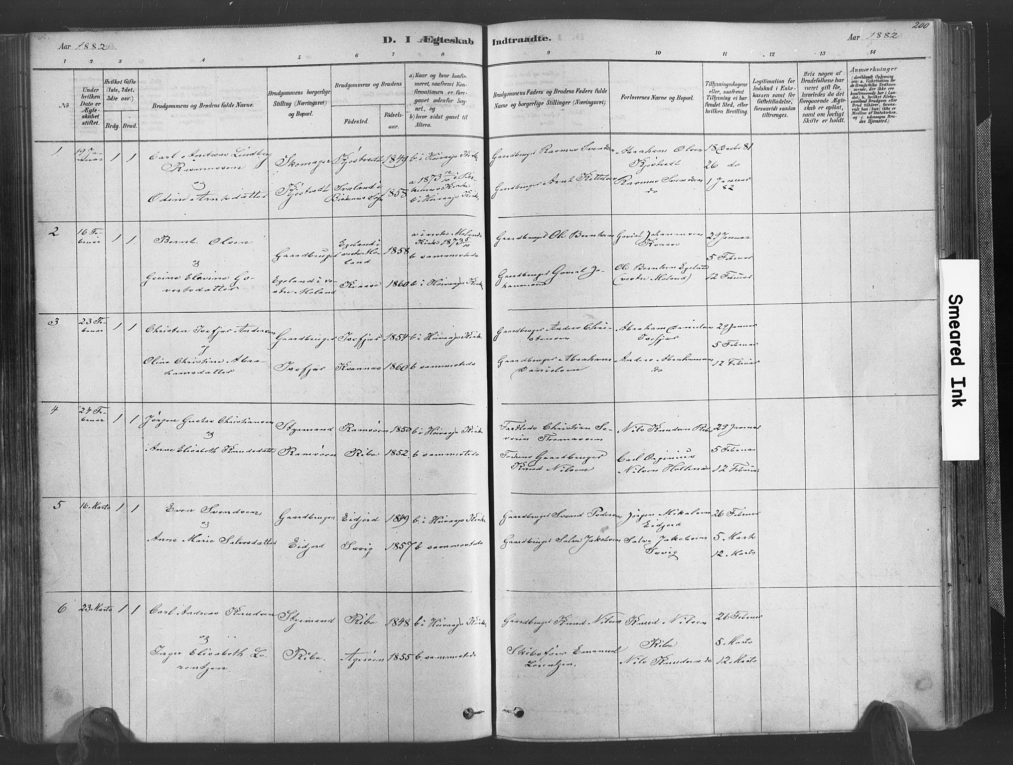 Høvåg sokneprestkontor, SAK/1111-0025/F/Fa/L0005: Parish register (official) no. A 5, 1878-1893, p. 200