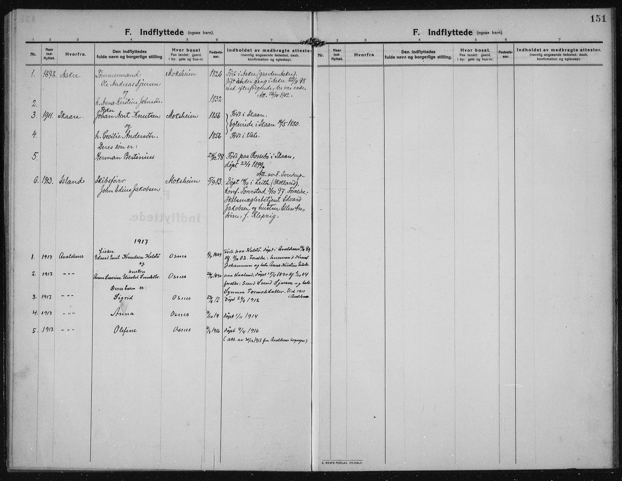 Torvastad sokneprestkontor, SAST/A -101857/H/Ha/Haa/L0019: Parish register (official) no. A 18, 1912-1920, p. 151