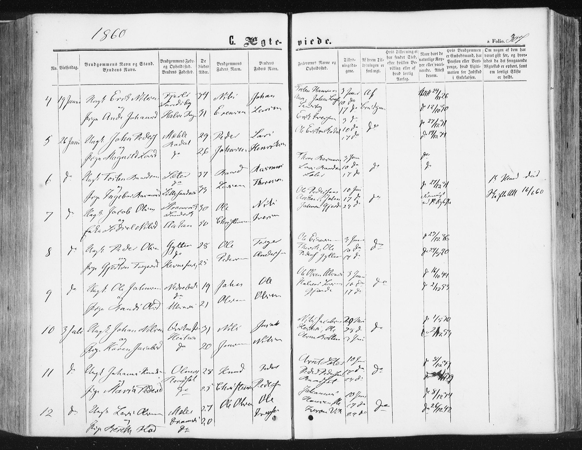 Ministerialprotokoller, klokkerbøker og fødselsregistre - Møre og Romsdal, AV/SAT-A-1454/578/L0905: Parish register (official) no. 578A04, 1859-1877, p. 307