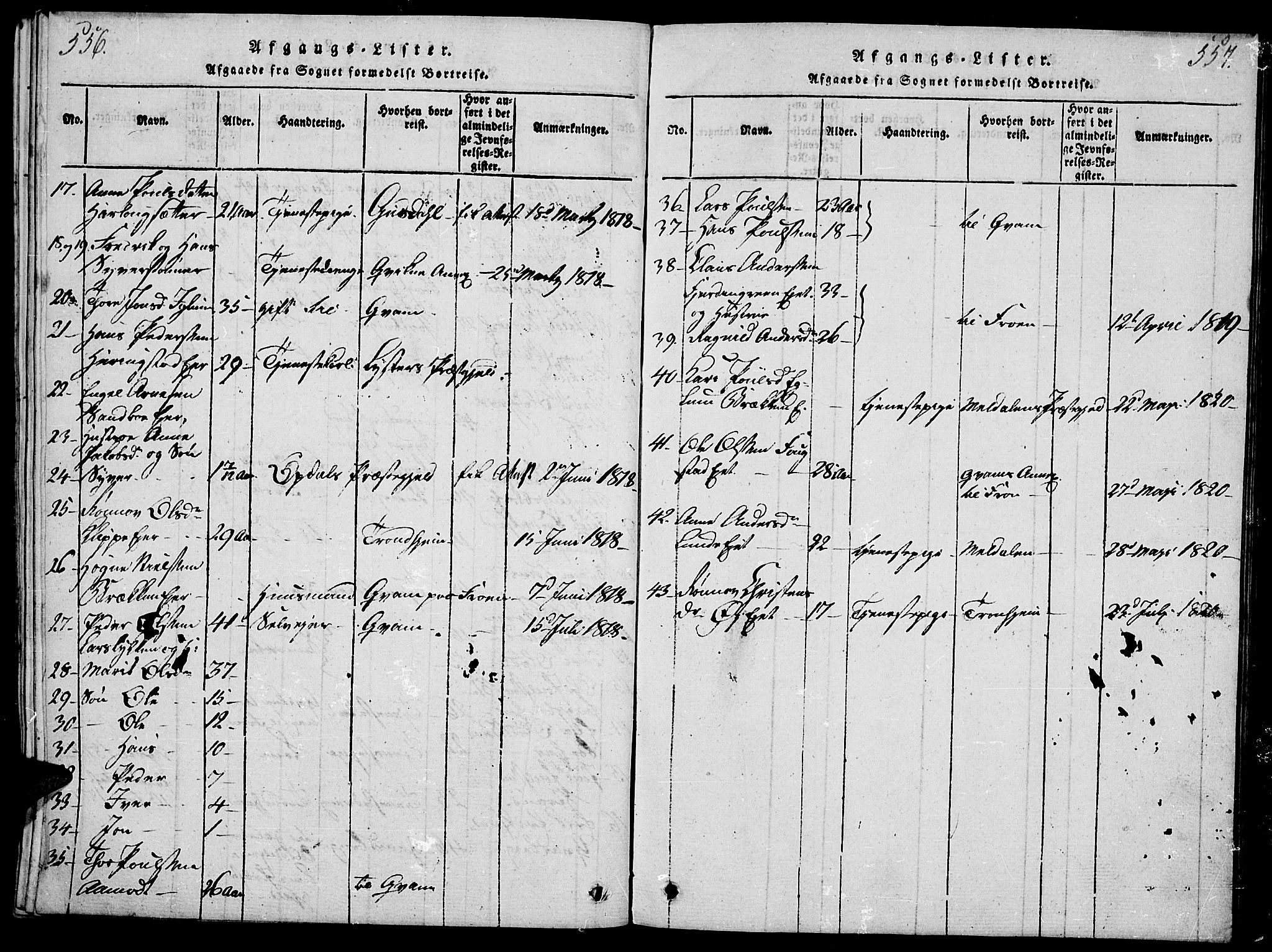 Vågå prestekontor, SAH/PREST-076/H/Ha/Haa/L0003: Parish register (official) no. 3, 1815-1827, p. 556-557