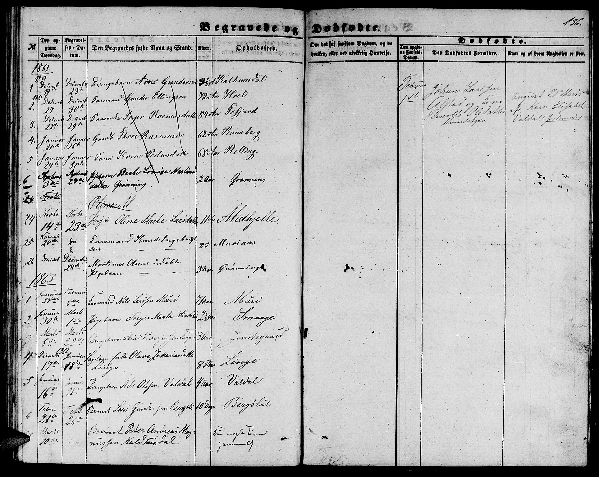 Ministerialprotokoller, klokkerbøker og fødselsregistre - Møre og Romsdal, SAT/A-1454/519/L0261: Parish register (copy) no. 519C02, 1854-1867, p. 136