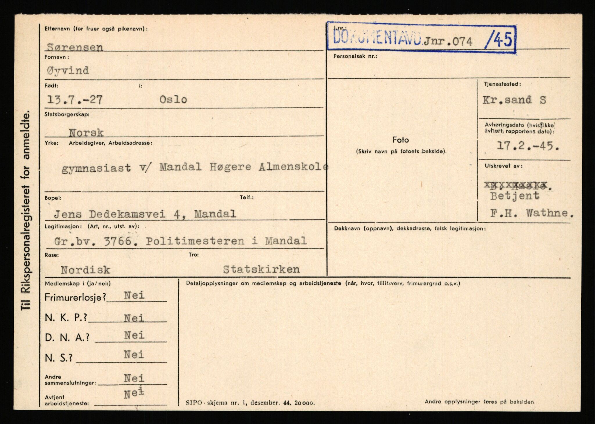 Statspolitiet - Hovedkontoret / Osloavdelingen, AV/RA-S-1329/C/Ca/L0015: Svea - Tøsse, 1943-1945, p. 1621