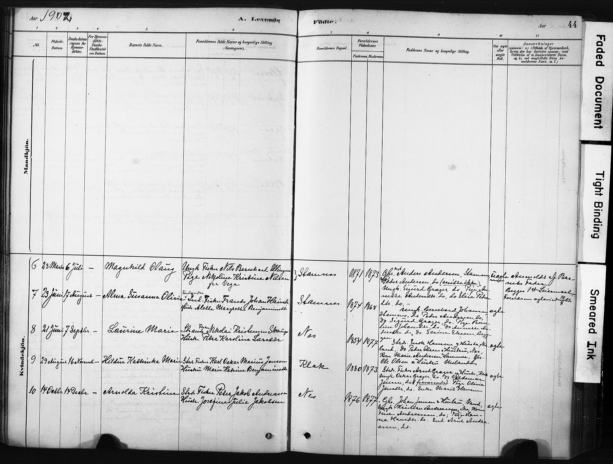 Ministerialprotokoller, klokkerbøker og fødselsregistre - Nordland, AV/SAT-A-1459/808/L0128: Parish register (official) no. 808A01, 1880-1902, p. 44