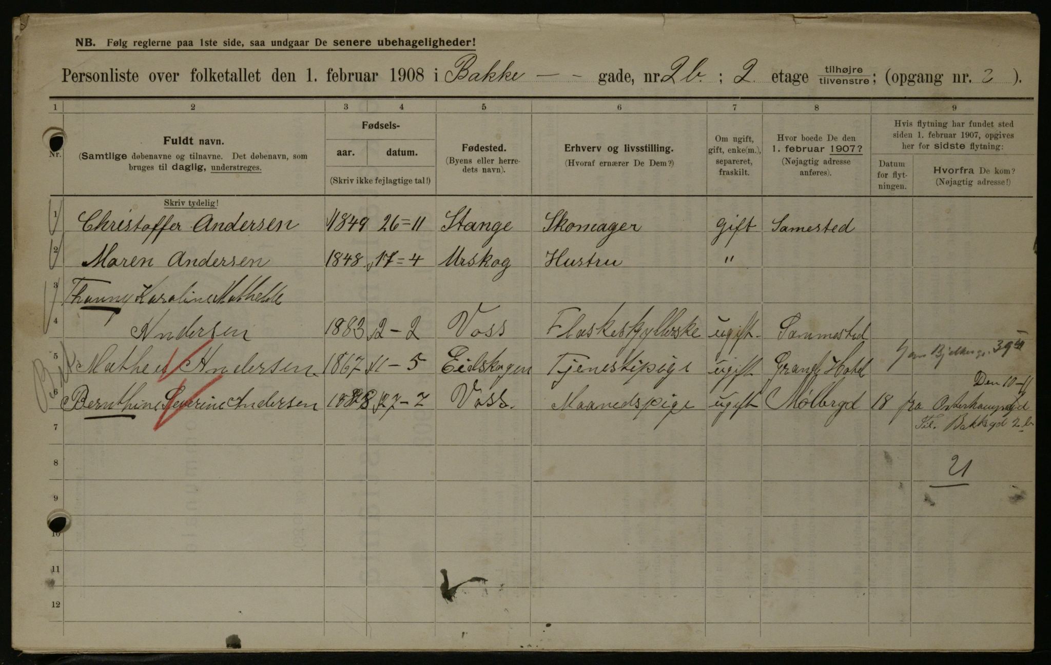 OBA, Municipal Census 1908 for Kristiania, 1908, p. 2747