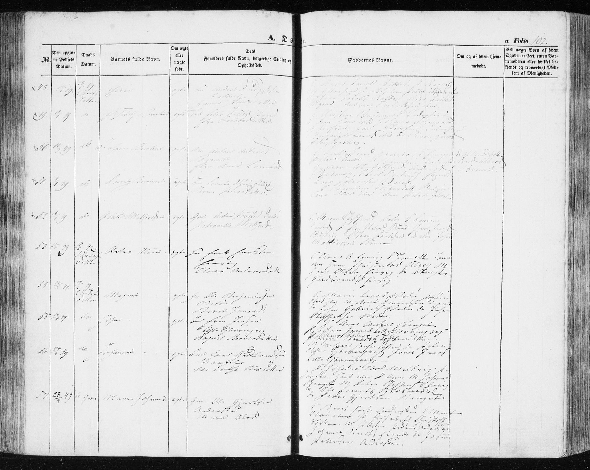 Ministerialprotokoller, klokkerbøker og fødselsregistre - Sør-Trøndelag, AV/SAT-A-1456/634/L0529: Parish register (official) no. 634A05, 1843-1851, p. 102