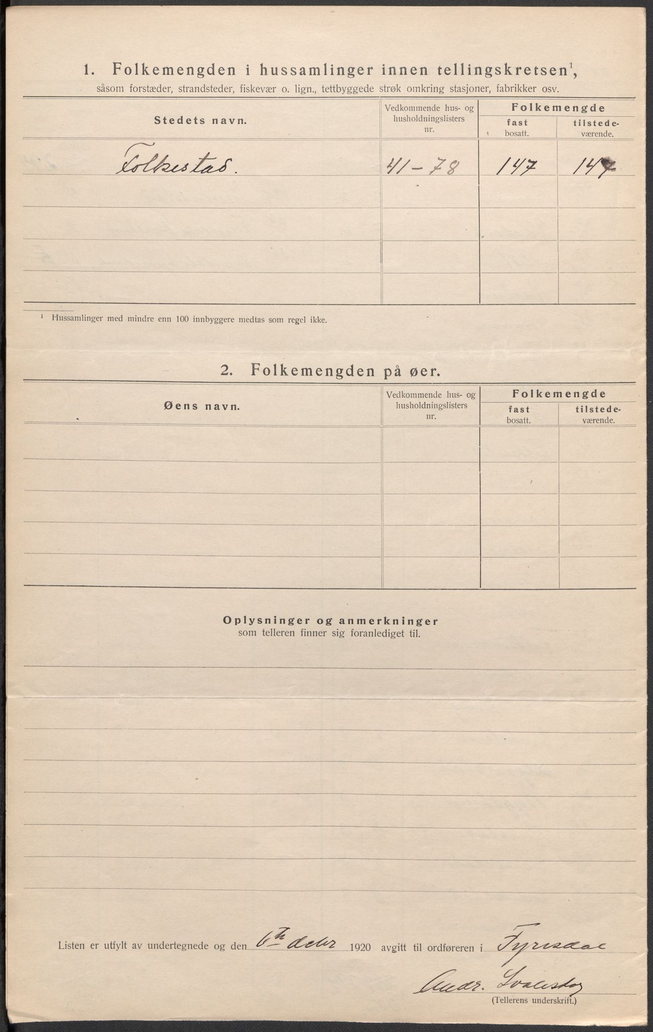 SAKO, 1920 census for Fyresdal, 1920, p. 25