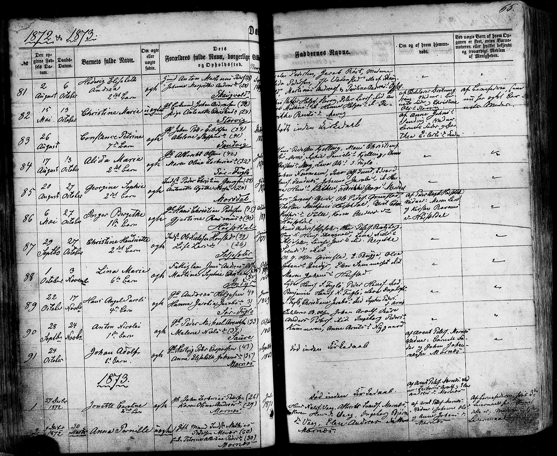 Ministerialprotokoller, klokkerbøker og fødselsregistre - Nordland, SAT/A-1459/805/L0098: Parish register (official) no. 805A05, 1862-1879, p. 65