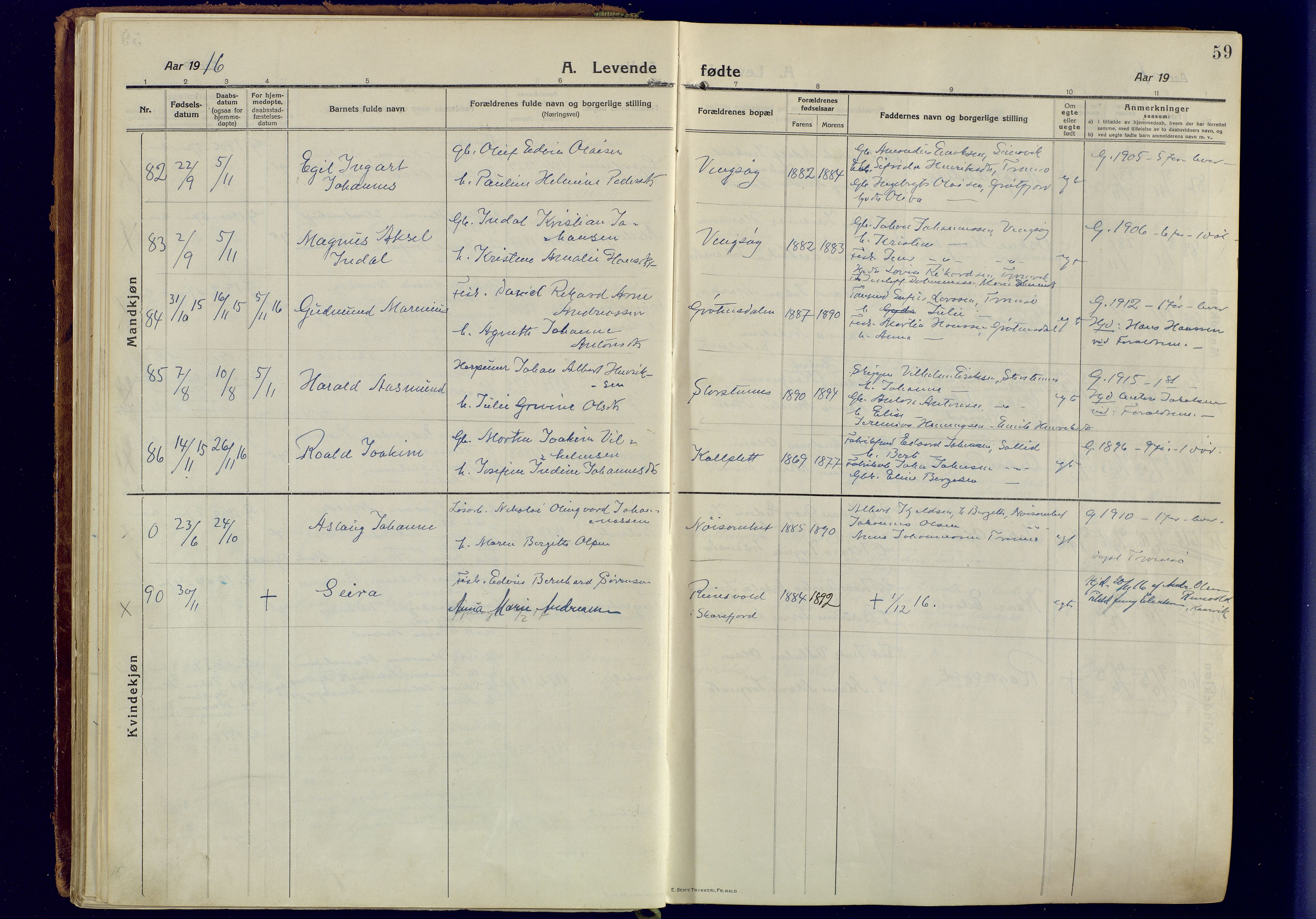 Tromsøysund sokneprestkontor, AV/SATØ-S-1304/G/Ga/L0008kirke: Parish register (official) no. 8, 1914-1922, p. 59