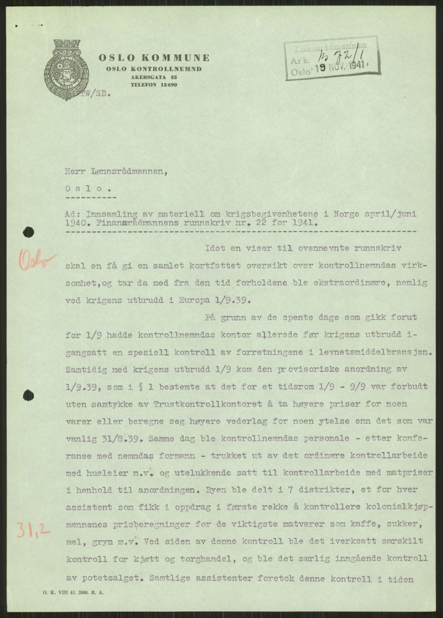 Forsvaret, Forsvarets krigshistoriske avdeling, AV/RA-RAFA-2017/Y/Ya/L0013: II-C-11-31 - Fylkesmenn.  Rapporter om krigsbegivenhetene 1940., 1940, p. 653
