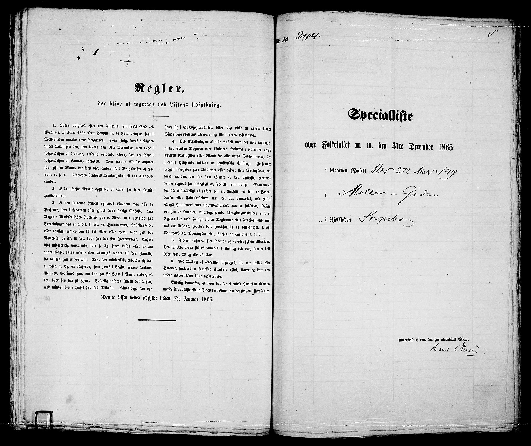 RA, 1865 census for Sarpsborg, 1865, p. 495