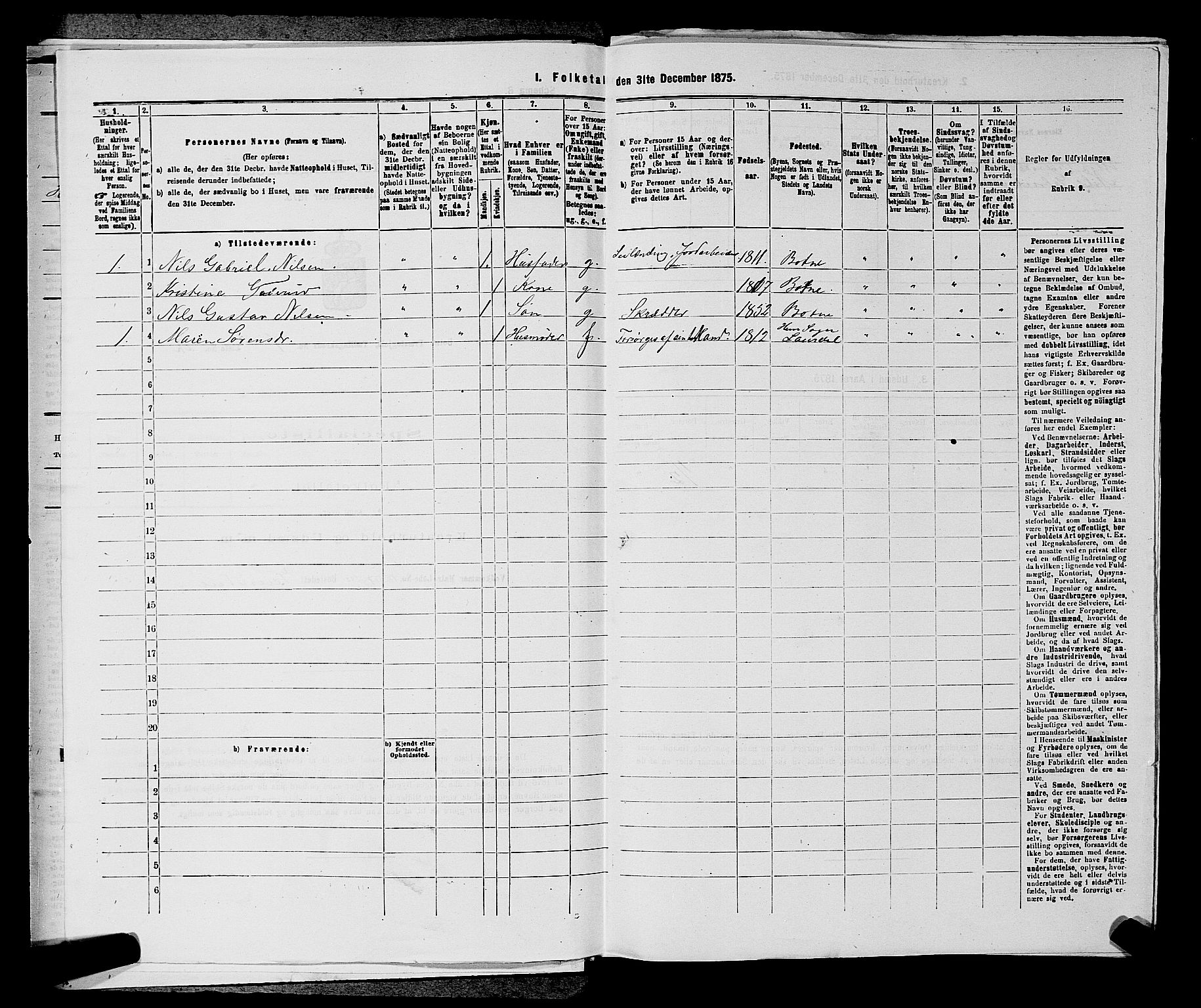 SAKO, 1875 census for 0715P Botne, 1875, p. 623