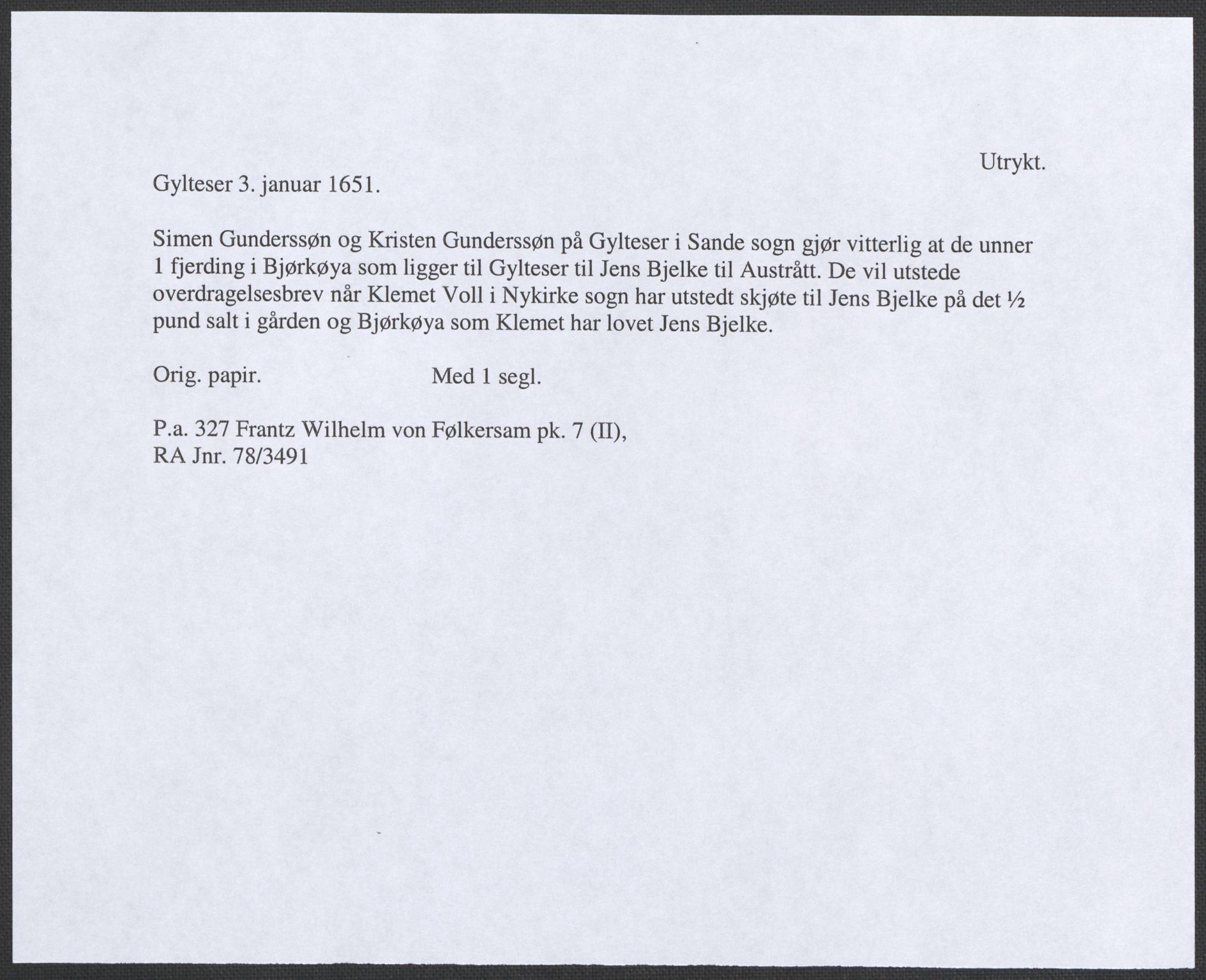 Riksarkivets diplomsamling, AV/RA-EA-5965/F12/L0005: Pk. 7 (II), 1613-1721, p. 37