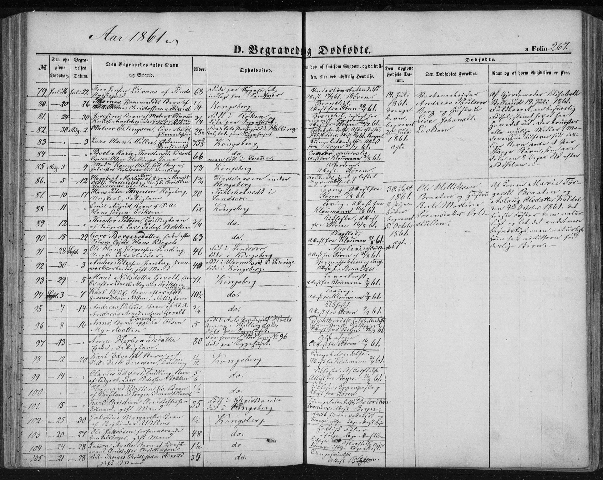 Kongsberg kirkebøker, AV/SAKO-A-22/F/Fa/L0010: Parish register (official) no. I 10, 1859-1875, p. 267