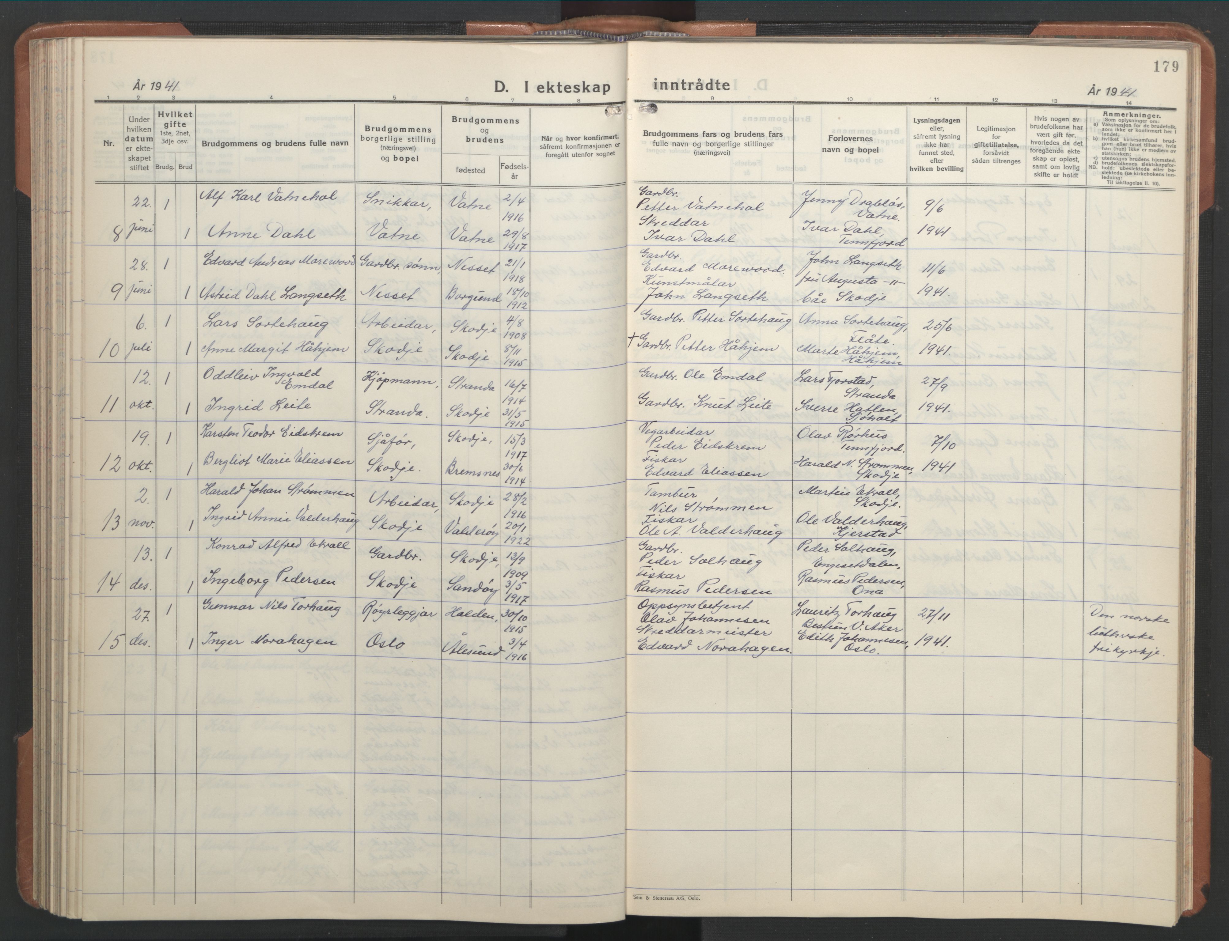 Ministerialprotokoller, klokkerbøker og fødselsregistre - Møre og Romsdal, SAT/A-1454/524/L0367: Parish register (copy) no. 524C08, 1932-1951, p. 179