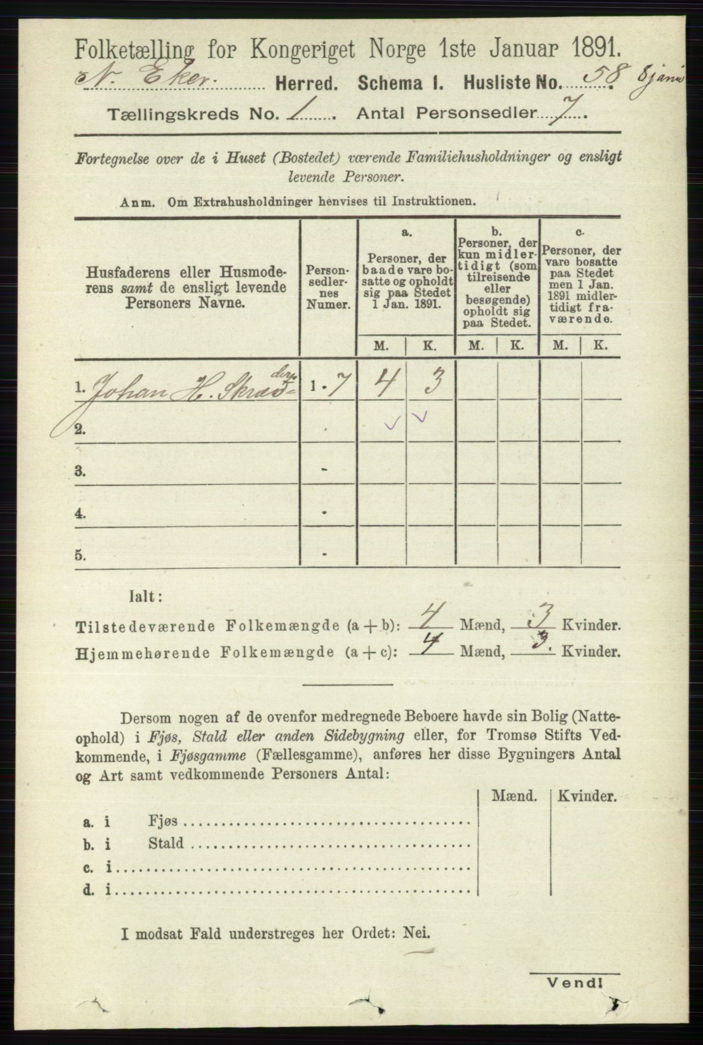 RA, 1891 census for 0625 Nedre Eiker, 1891, p. 84