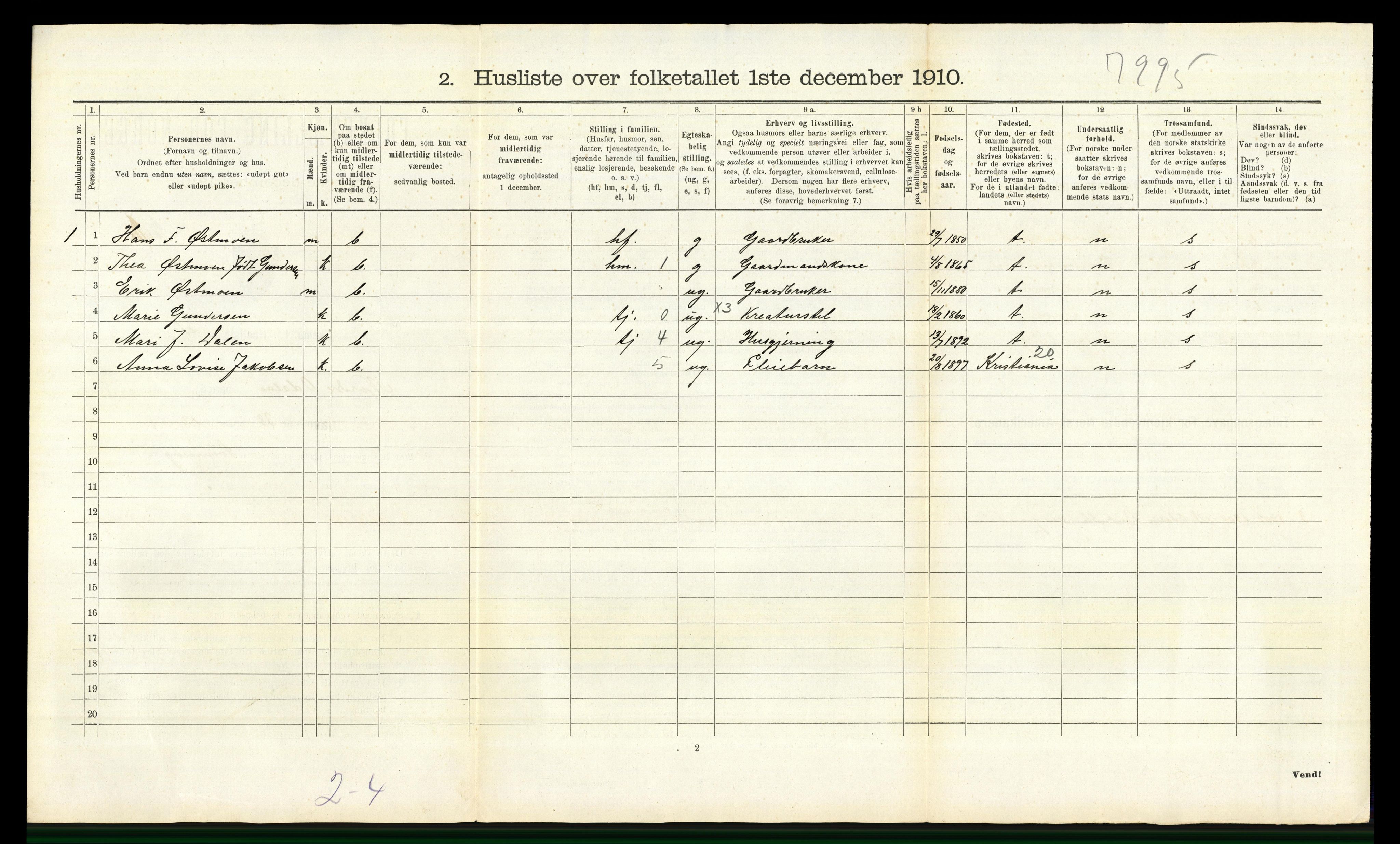 RA, 1910 census for Nord-Odal, 1910, p. 790