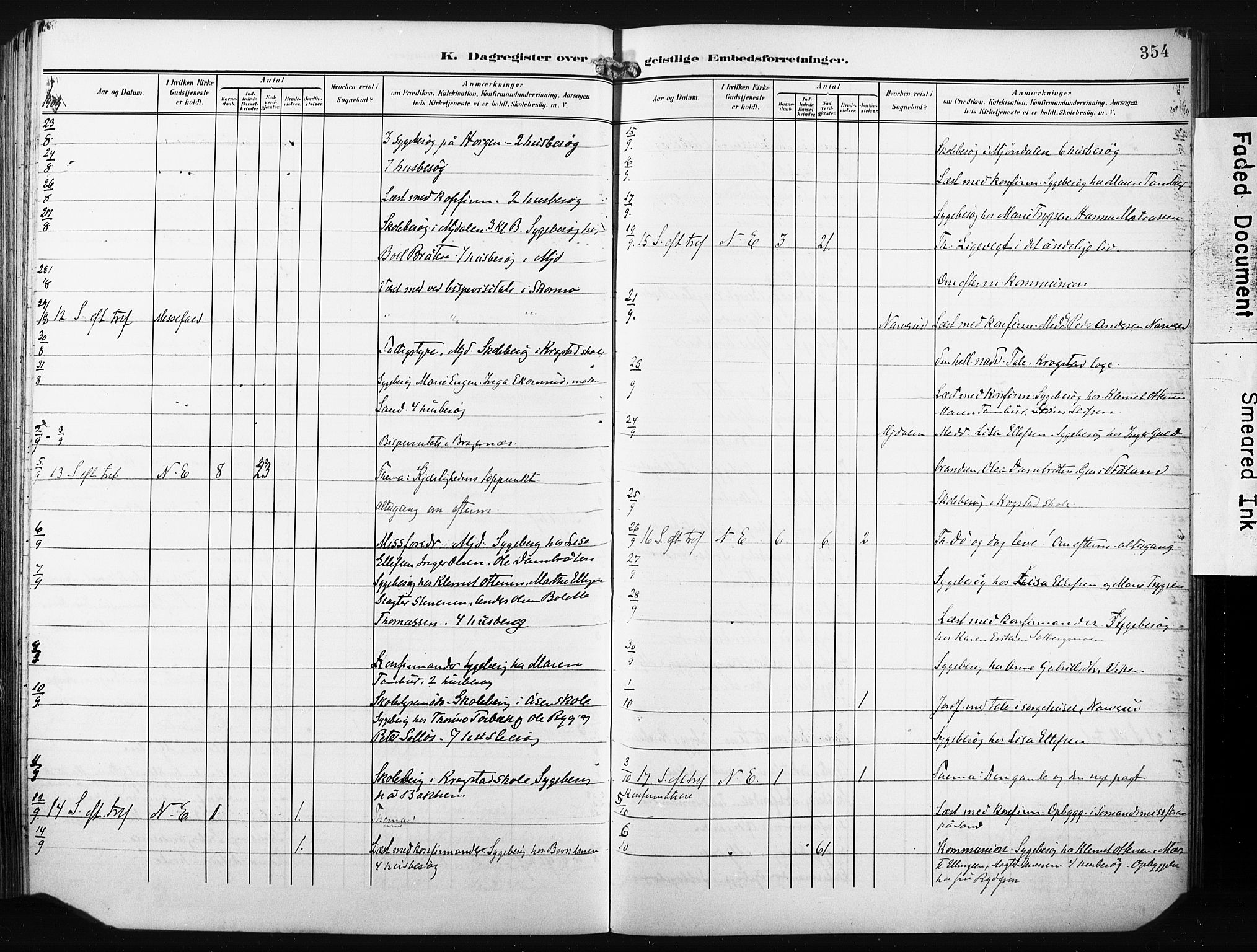 Nedre Eiker kirkebøker, SAKO/A-612/F/Fa/L0006: Parish register (official) no. 6, 1906-1912, p. 354