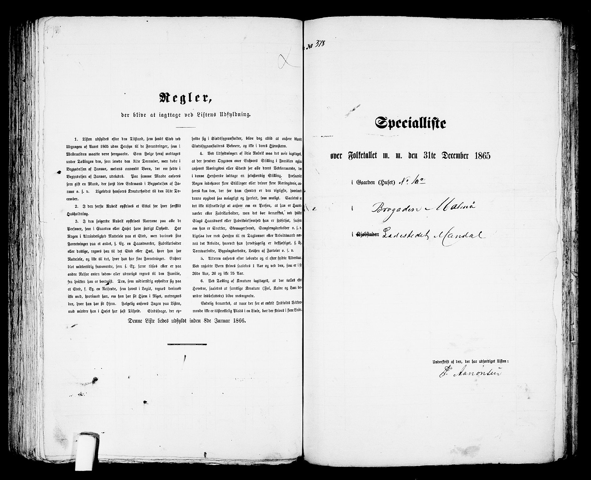 RA, 1865 census for Mandal/Mandal, 1865, p. 764